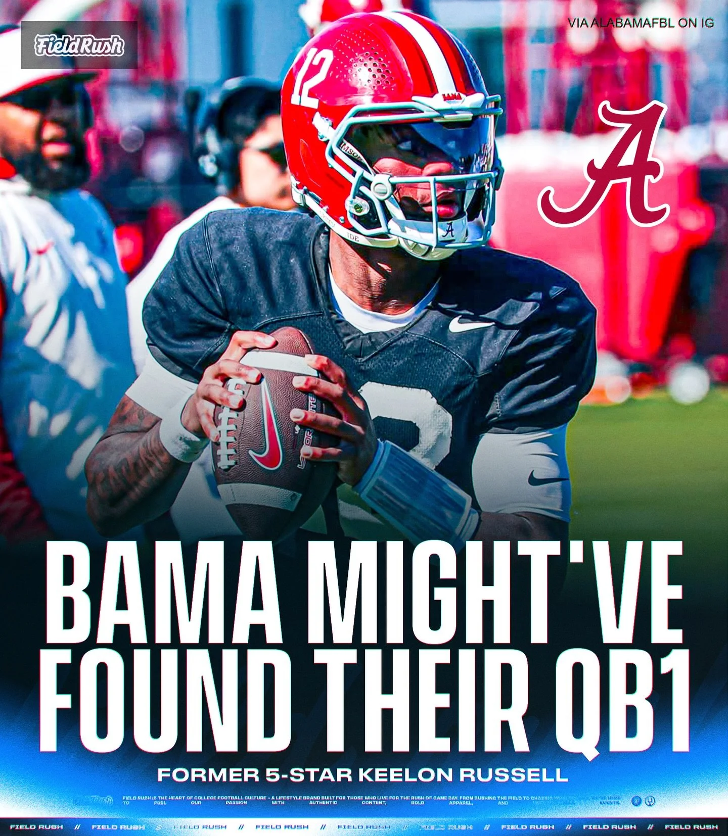 Bama&rsquo;s Keelon Russell lit it up at their A Day 🎯 

The QB finished 21-33 for 240 yards, 4 TDs, and 1 interception on 9 total drives 

Ryan Coleman-Williams said &ldquo;it feels like you&rsquo;re playing a video game when 12&rsquo;s in&rdquo;