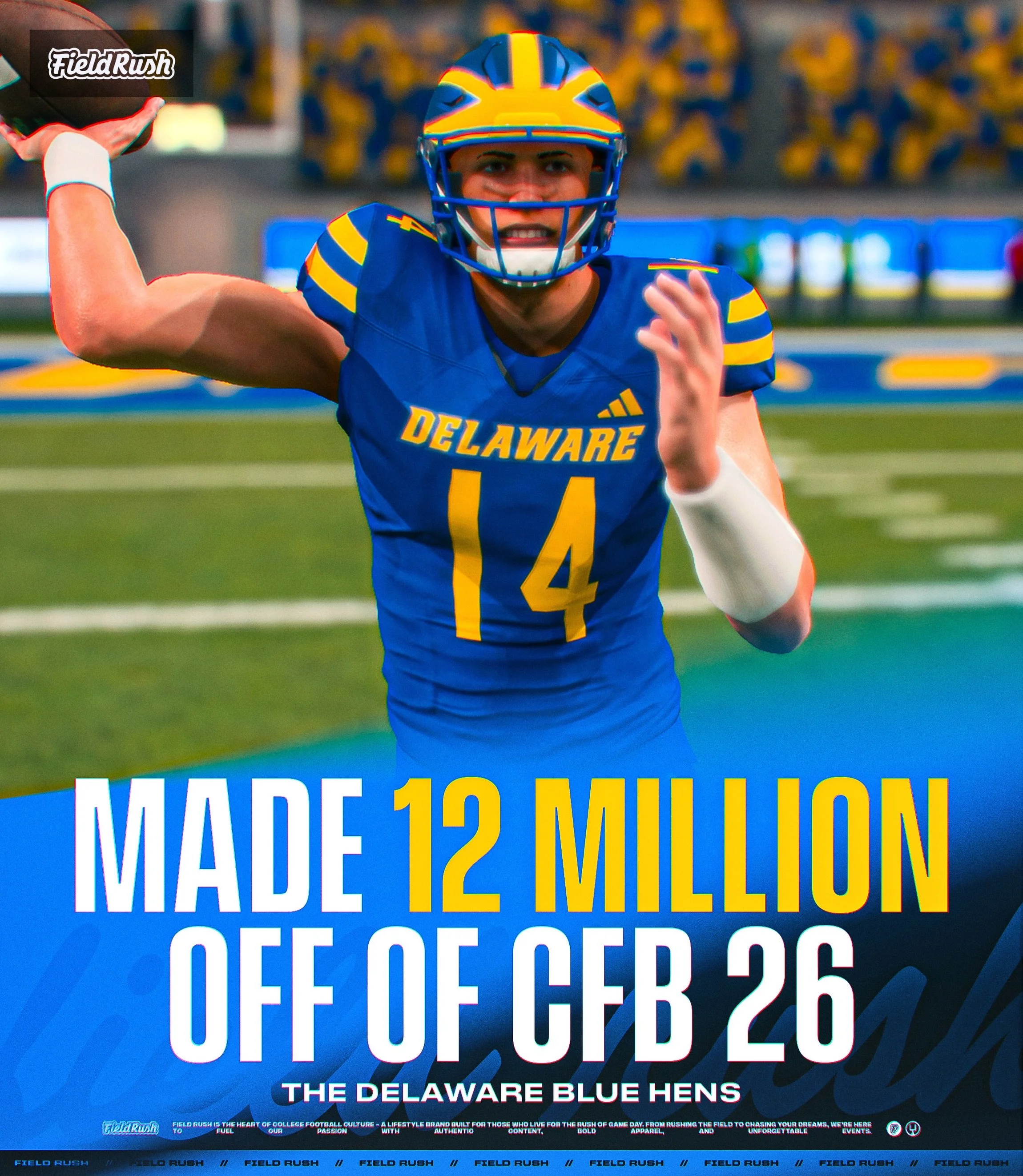 Delaware made $12 Million off of College Football 26

The Blue Hens were the 6th most played team in dynasty mode

They can use the profits towards their players &amp; program
