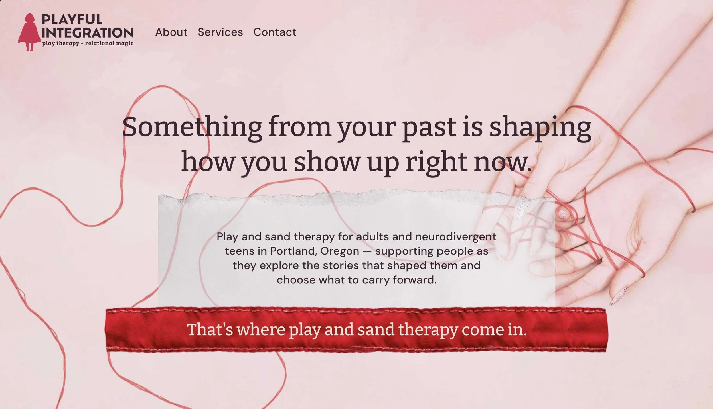 Play therapy website design homepage on Squarespace with mythic storybook brand identity