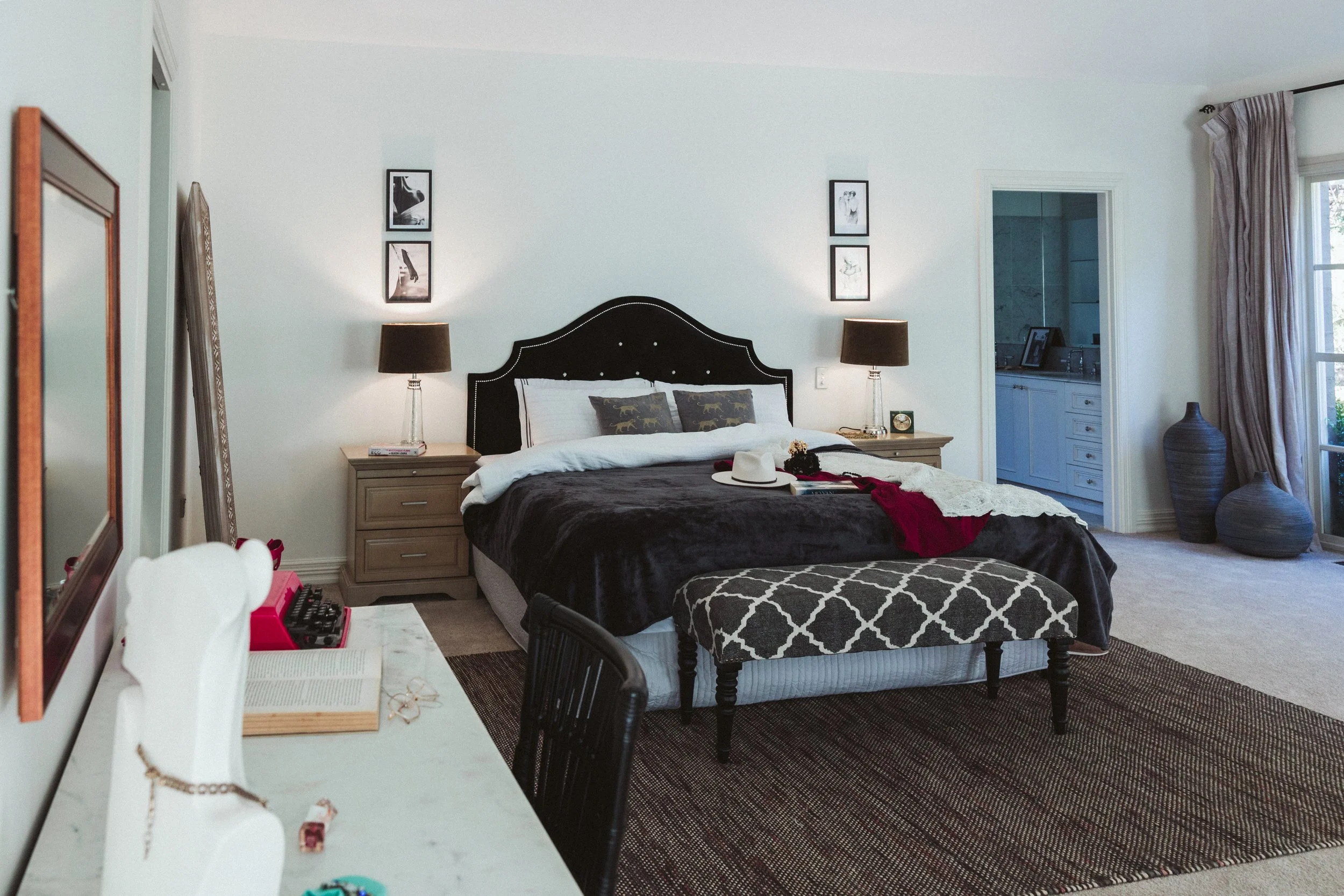 Quiet Revival project — styled master bedroom after bespoke interior styling — SYP Homes Sydney