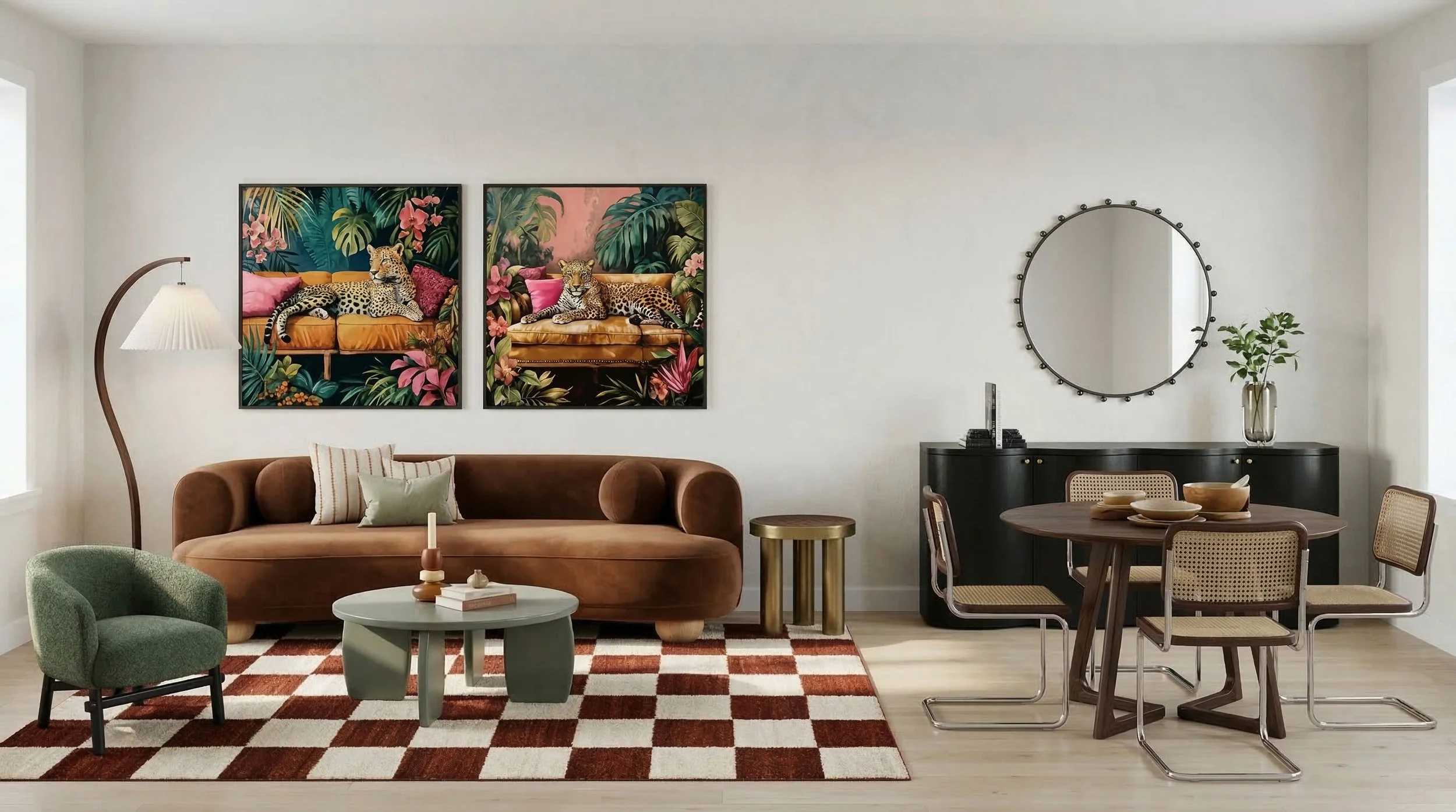 A richly layered apartment interior with bold colour and artful detail — interior styling, Sydney and beyond, SYP Homes