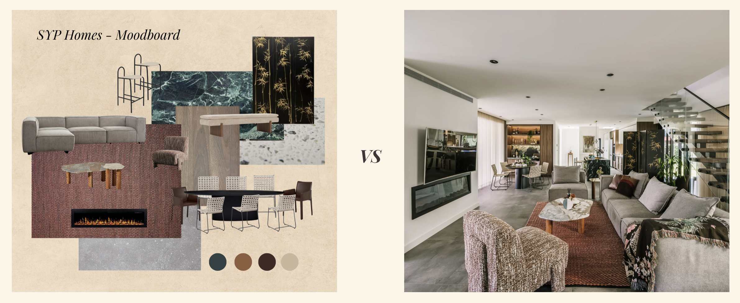 Inner Rhythm moodboard to final result — bespoke interior styling Sydney — SYP Homes