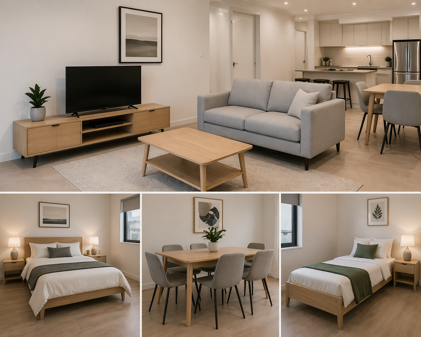 Standard furniture package apartment interior — illustrative comparison for Sydney apartment styling