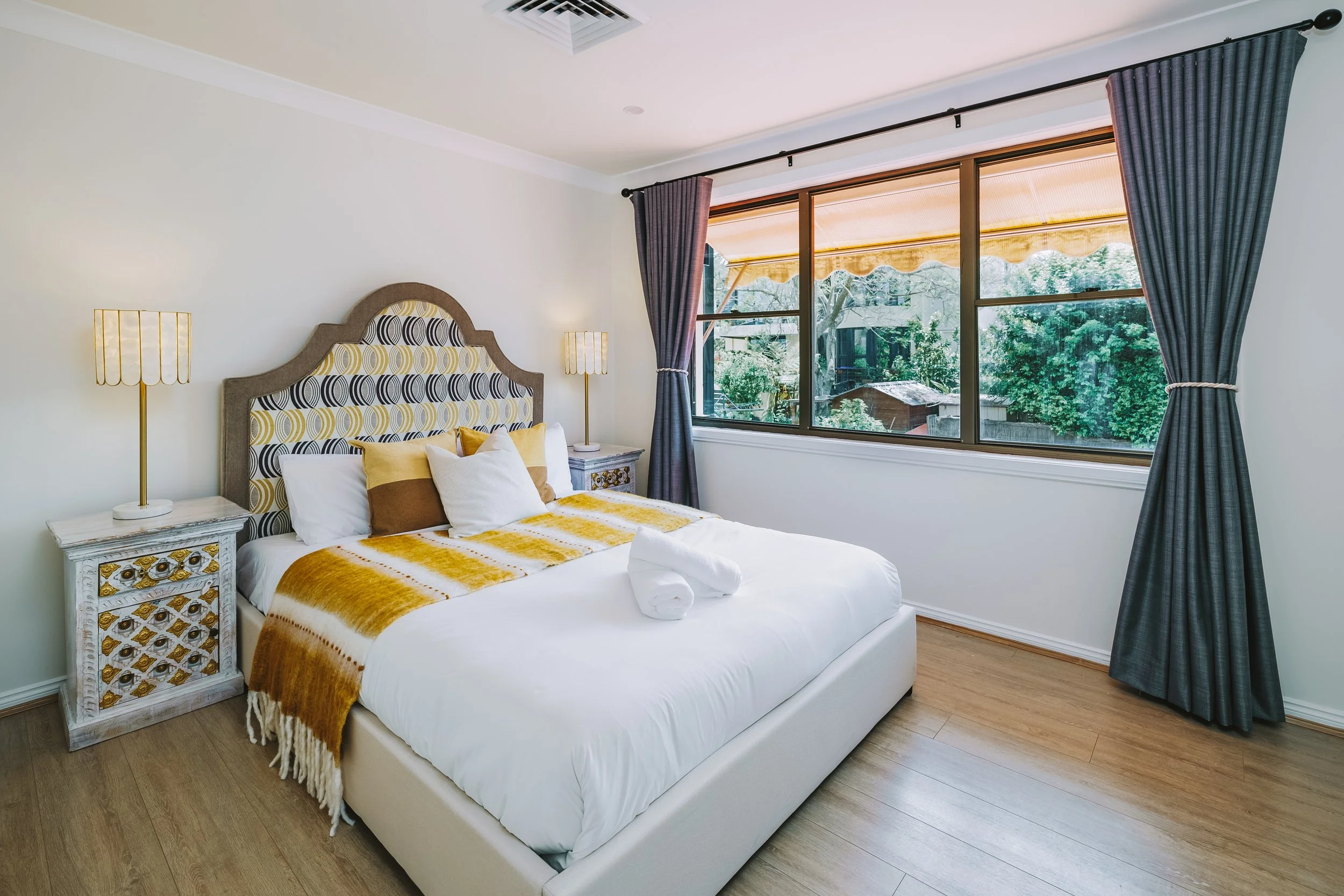 Sunlit Renewal bedroom after interior styling — SYP Homes Sydney