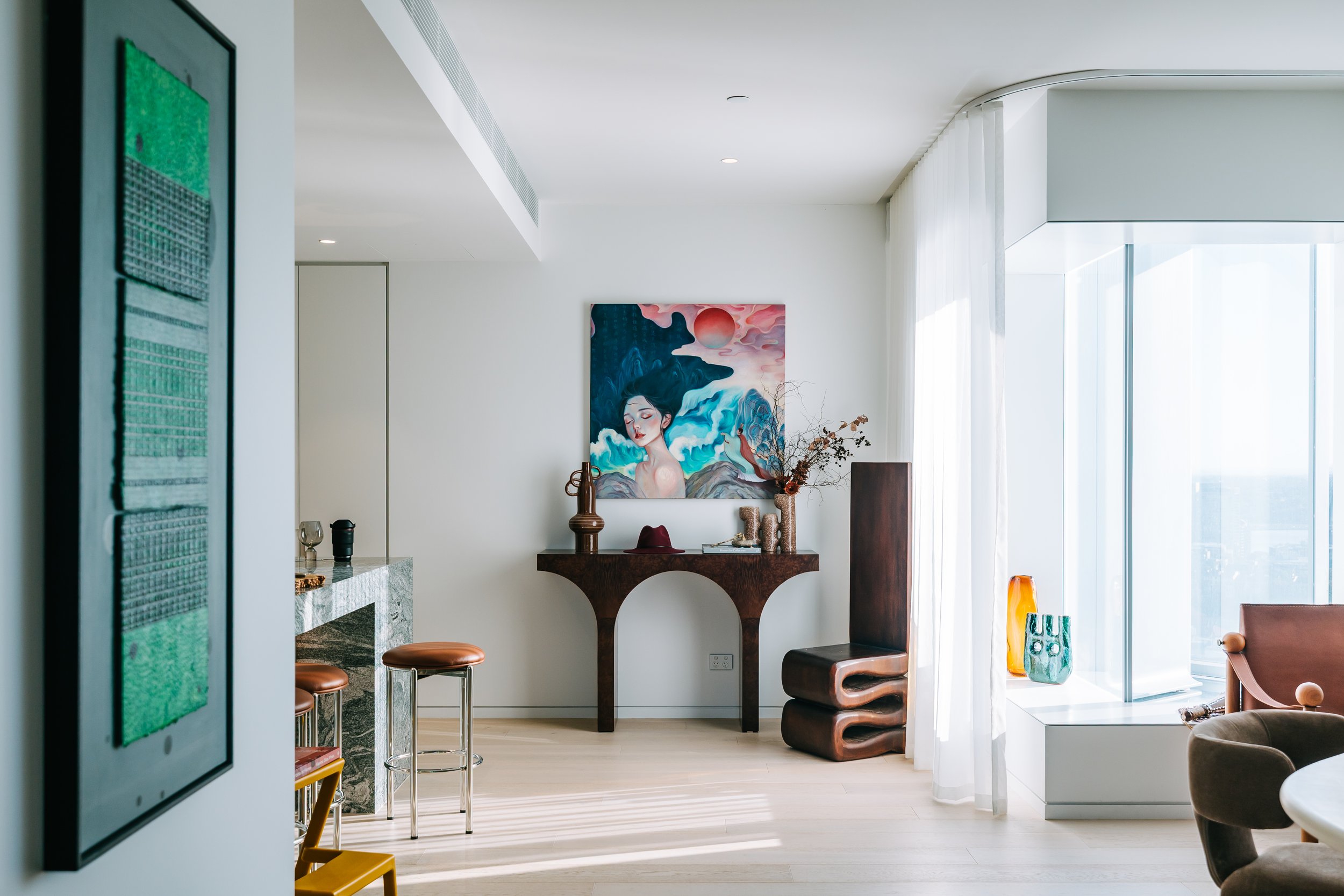 Living Palette project — styled hallway full view after bespoke interior styling transformation — SYP Homes Sydney