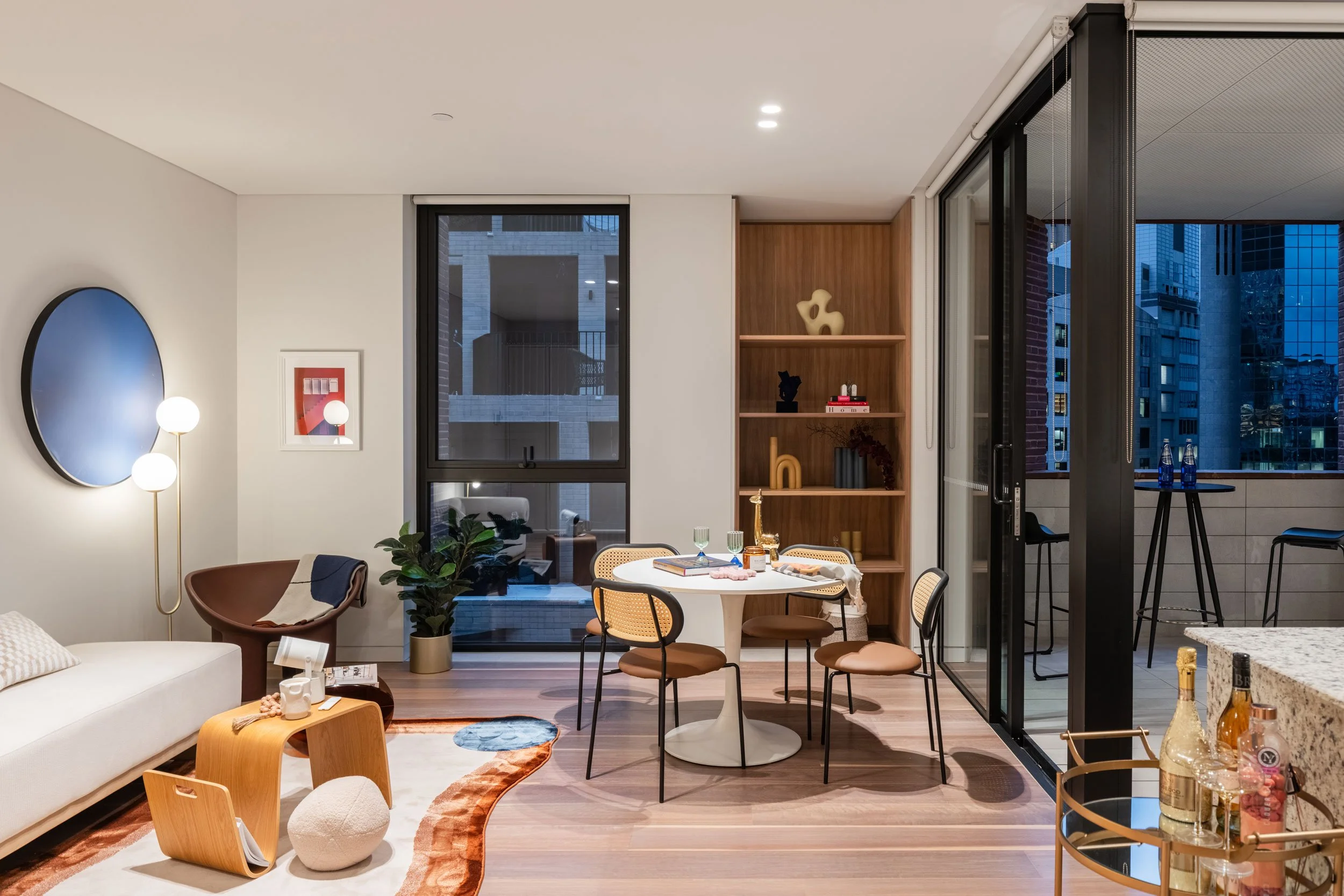 Curated Tension styled apartment living and dining area — Styling Collections Sydney — SYP Homes