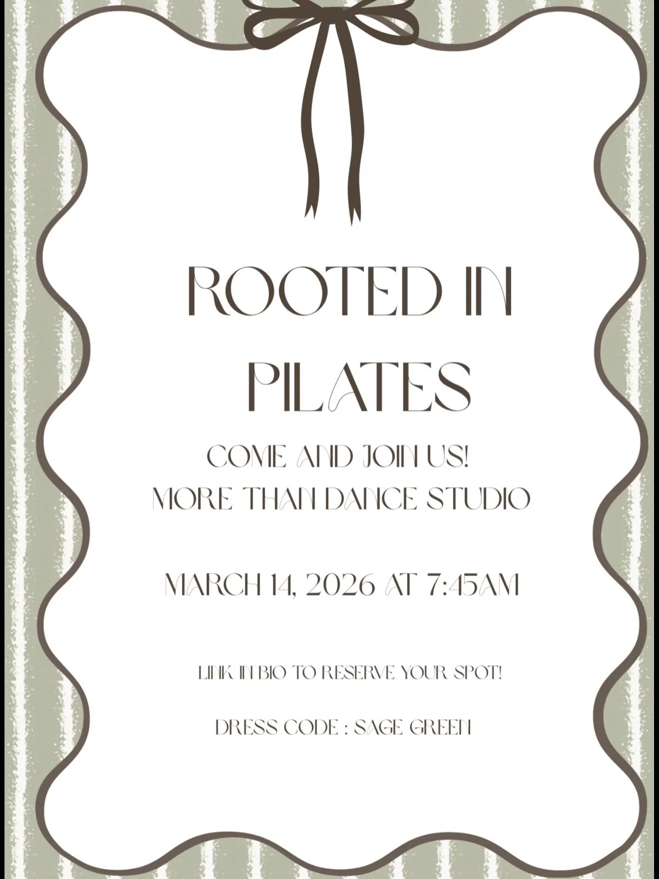 See, I am doing a new thing!! 

We&rsquo;re so excited to invite you to Rooted in Pilates a morning designed to help you reset, reconnect, and move with intention.

🗓 March 14, 2026
⏰ 7:45 AM
🎨 Dress Code: Sage Green

Whether you&rsquo;re brand new
