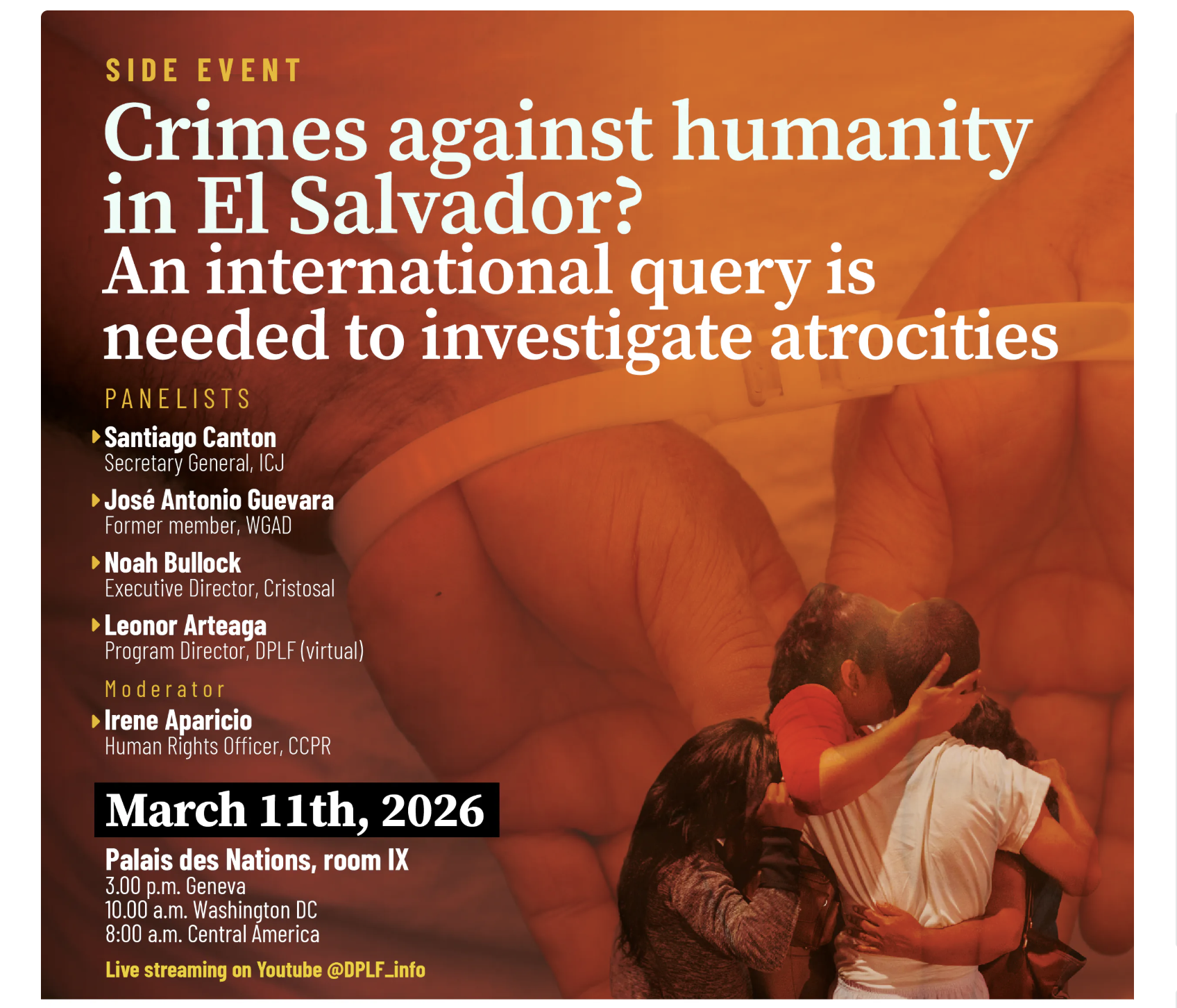 Crimes against humanity in El Salvador? An international query is needed to investigate atrocities - Side event at March 11, 2026 UN Human Rights Council Session