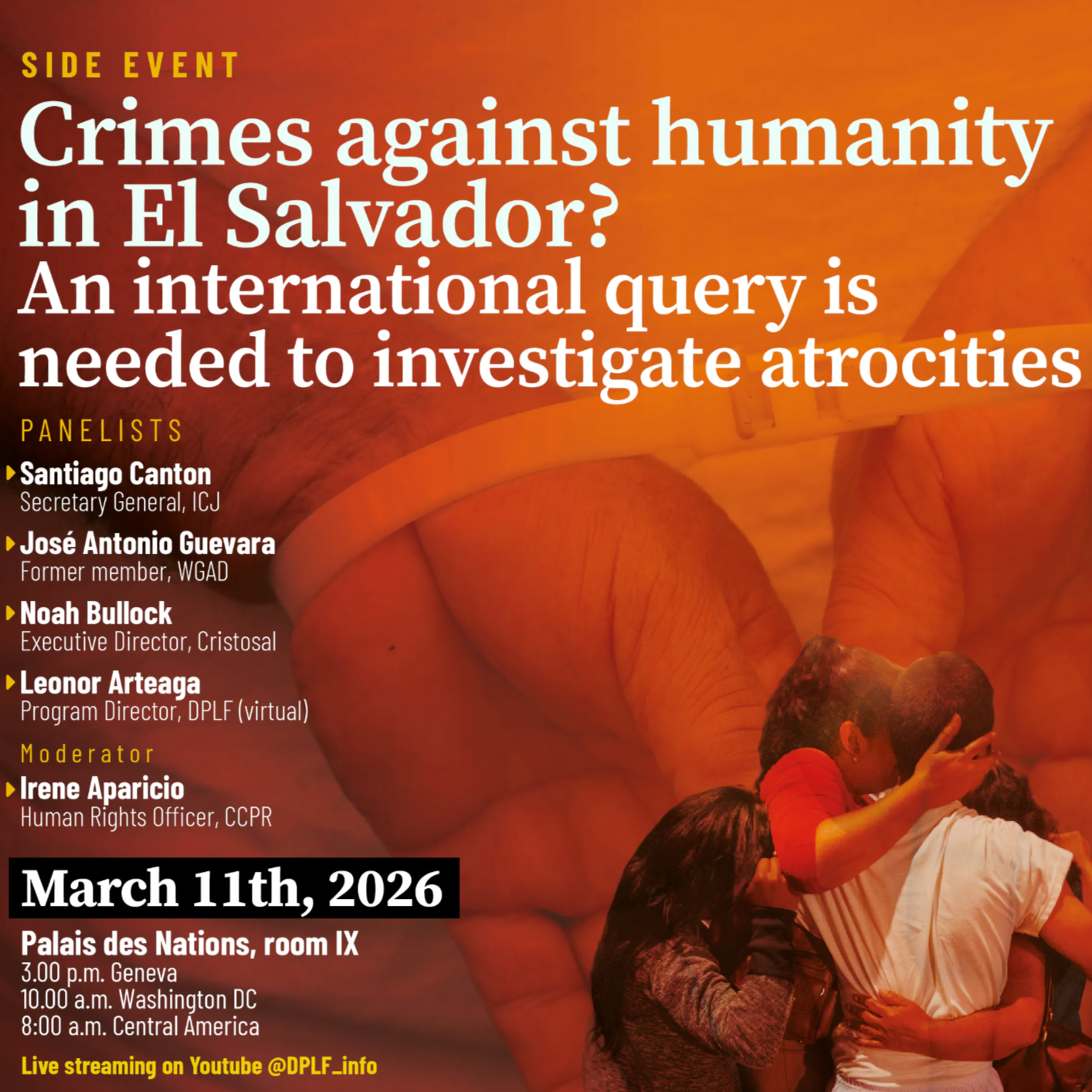 Crimes against humanity in El Salvador? An international query is needed to investigate atrocities - side event at March 11, 2026 UN Human Rights Council Session