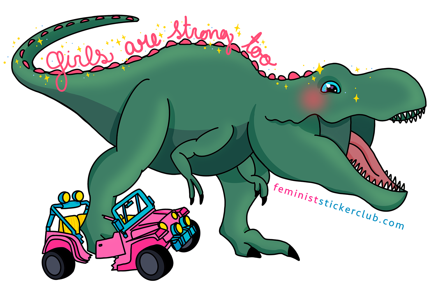 Feminist_T-Rex_Dinosaur_Sticker-FORPRINT-WHITE__96462.png