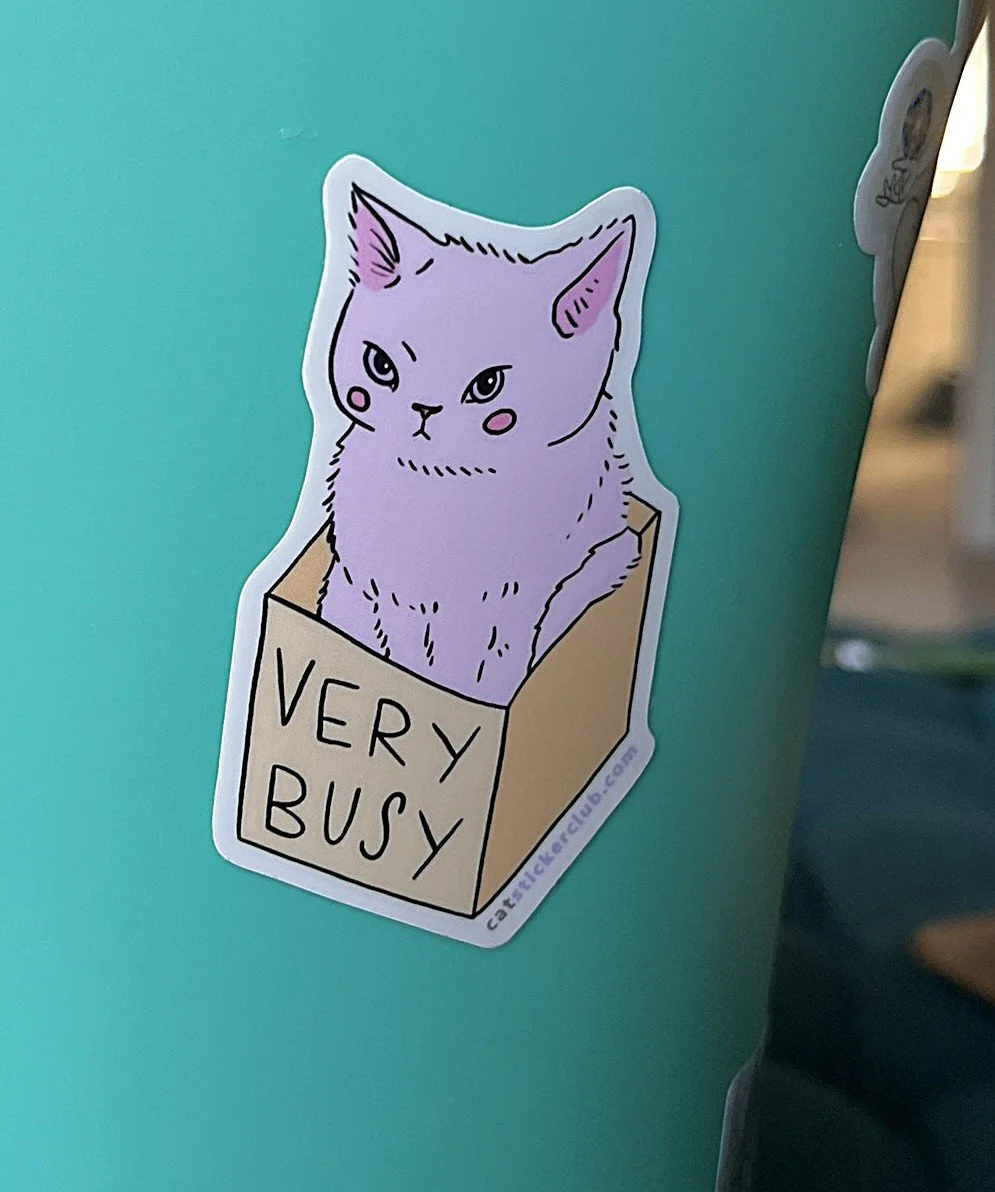 VERY BUSY CAT STICKER