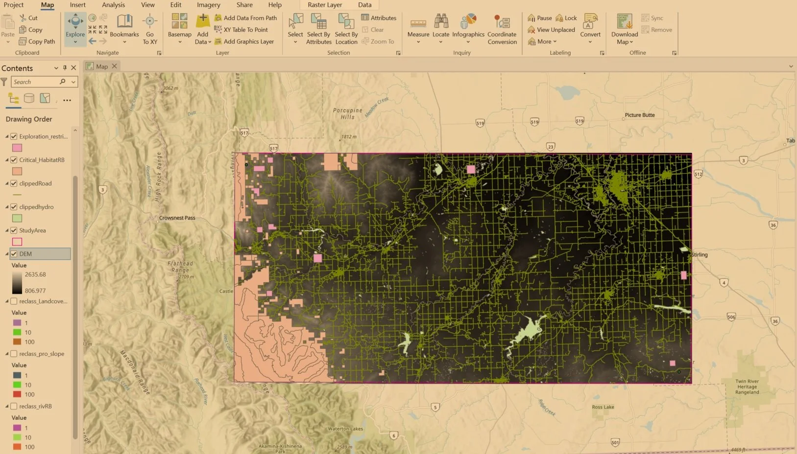 Original data, clipped to study area