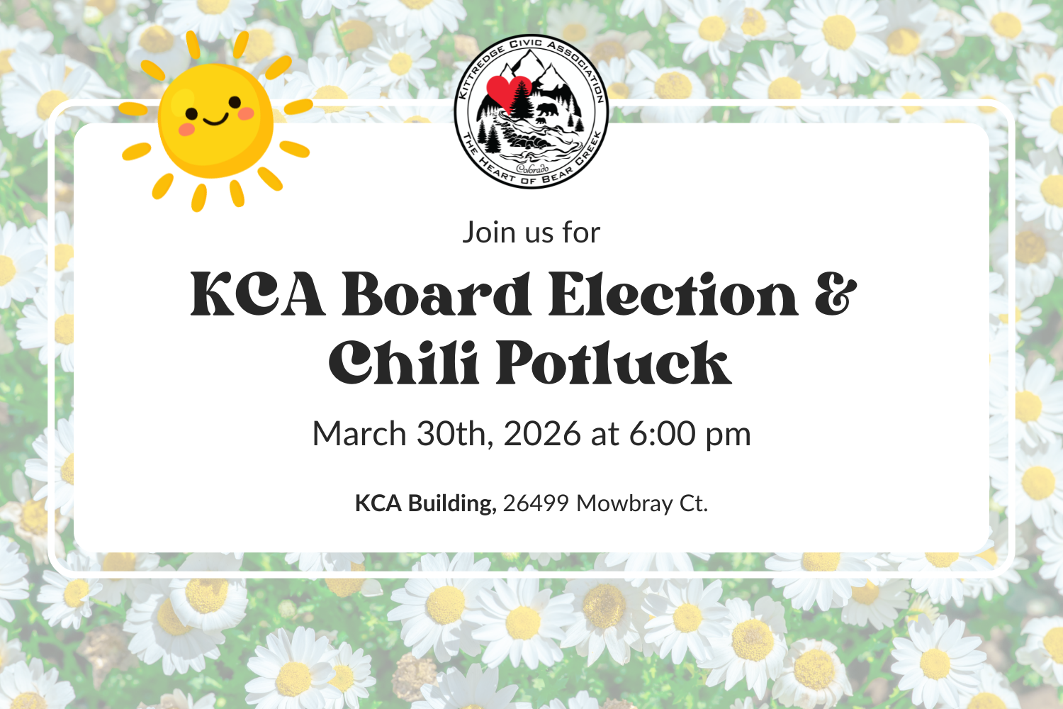 KCA Board Elections and Chili Potluck