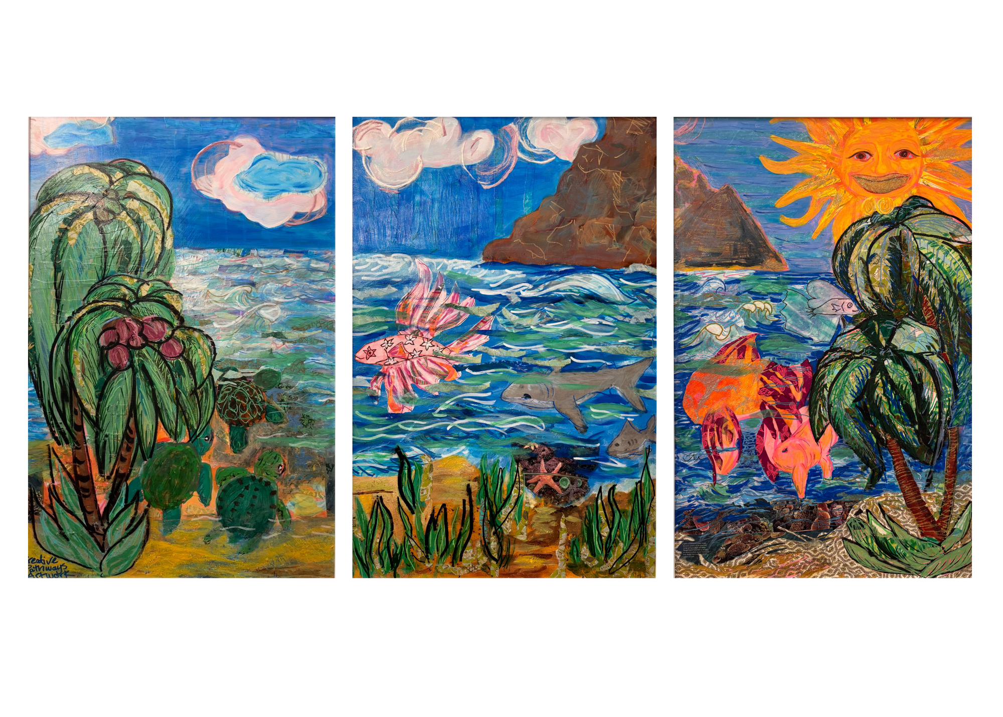 The Douglas House
"Sentiimentu di Kabu Verde" 
Triptych of (3) 36"x24" panels
Mixed Media