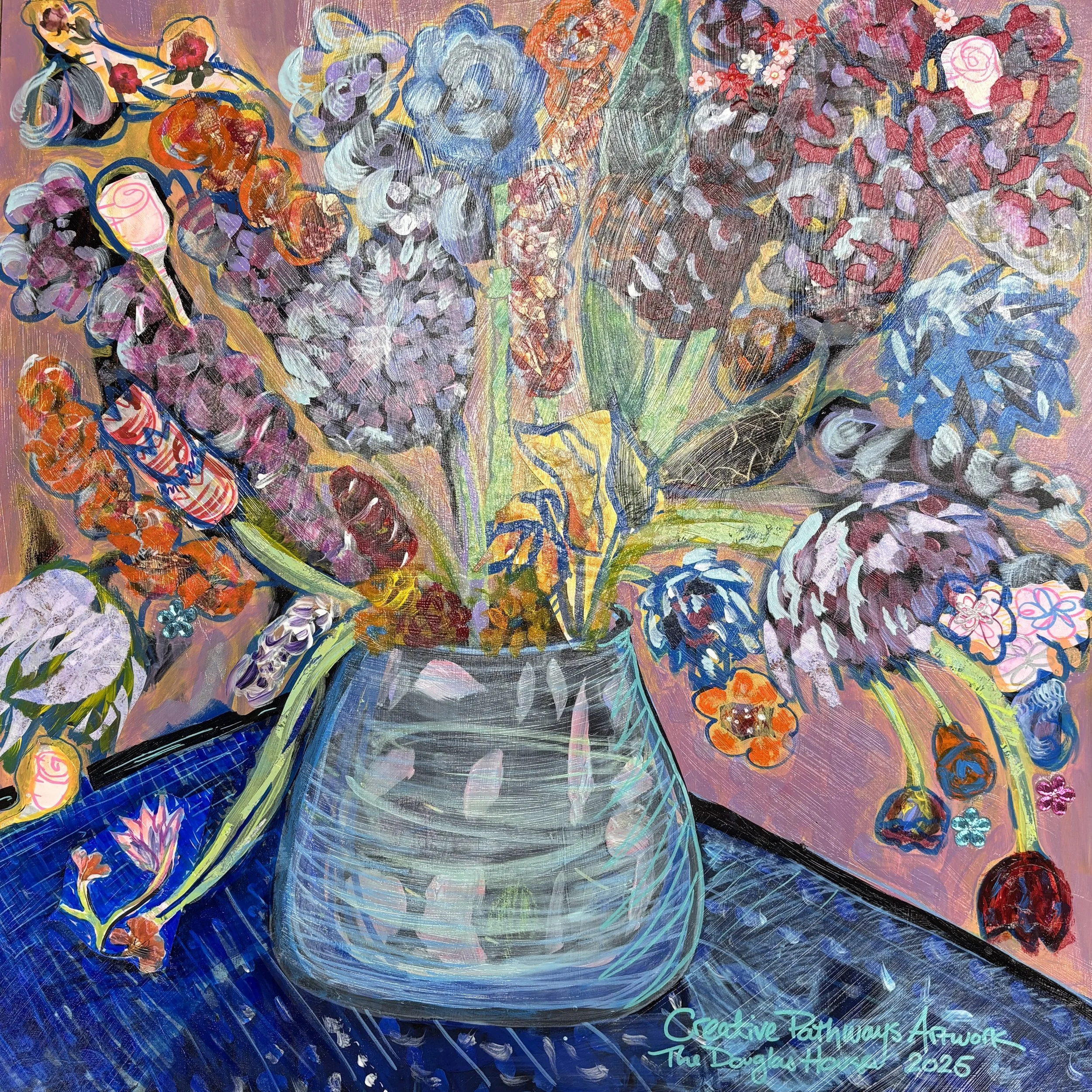 The Douglas House Floral
"Confetti Bouquet"
24"x24" 
Mixed Media on Panel