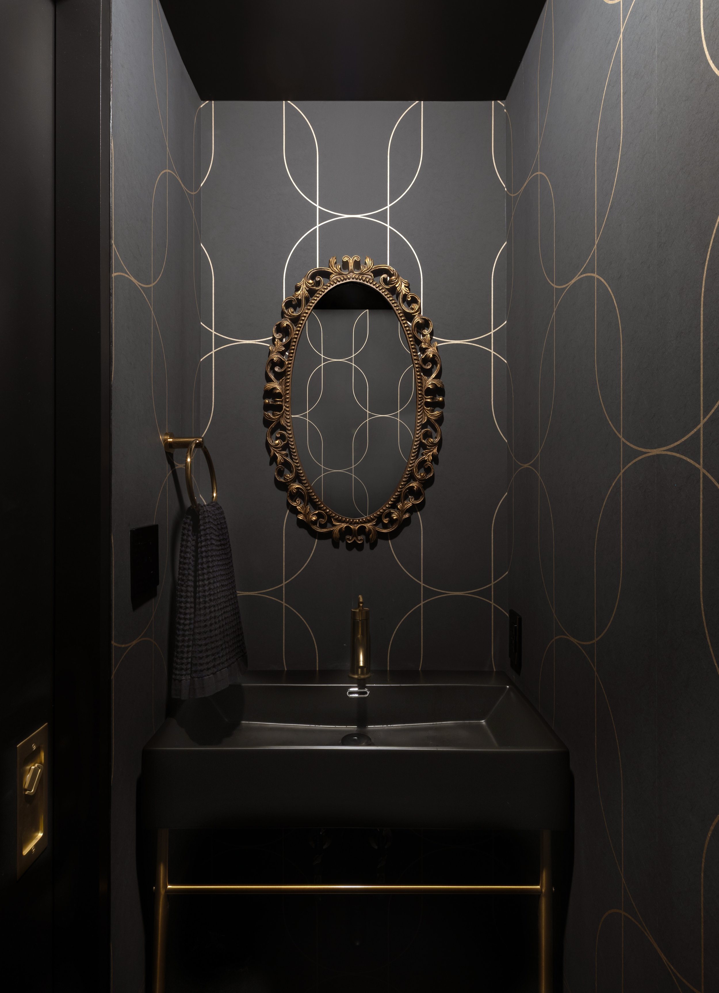 Powder Room - Townhouse Renovation - Brooklyn Brownstone Brass and Wallpaper.jpg