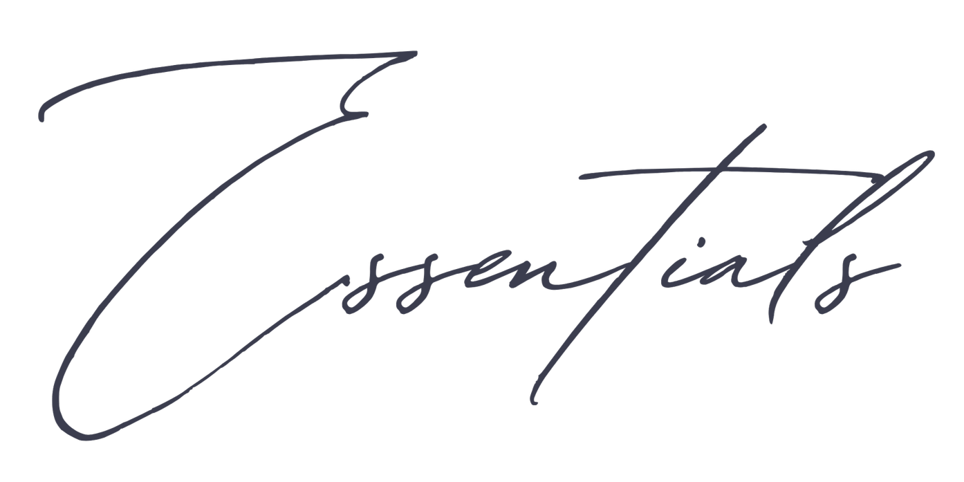 Elegant script text spelling 'Essentials' on a black background.