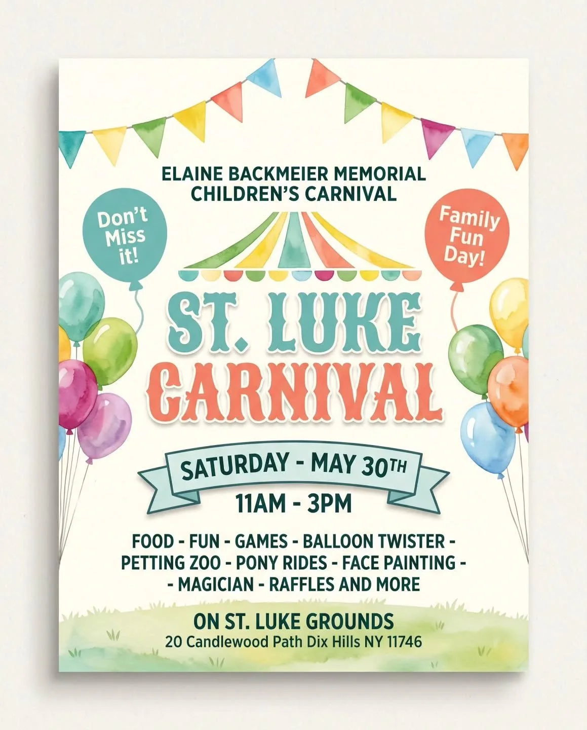 Looking for something fun to do today? 🐐🐴🐰
Come join us at St. Luke's Church in Dix Hills! We'll be there with our petting zoo, and there are so many other great activities for the whole family to enjoy.
Meet some adorable animals, make memories, 