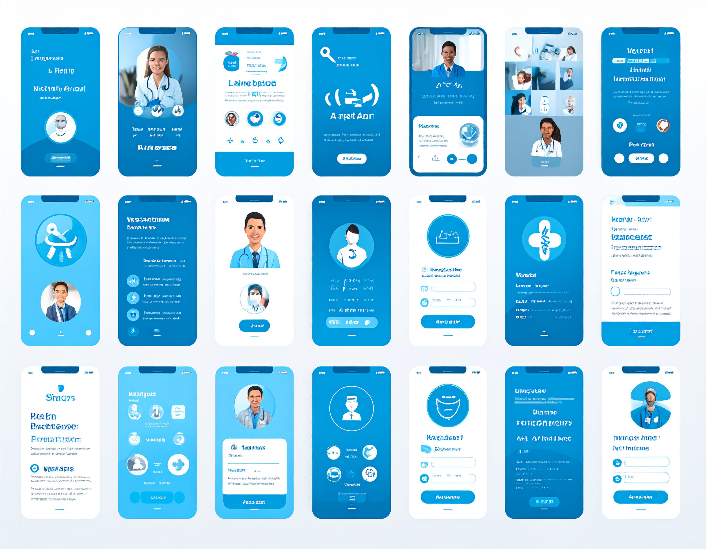 healthcare app all in shades of blues, showing 579954.png