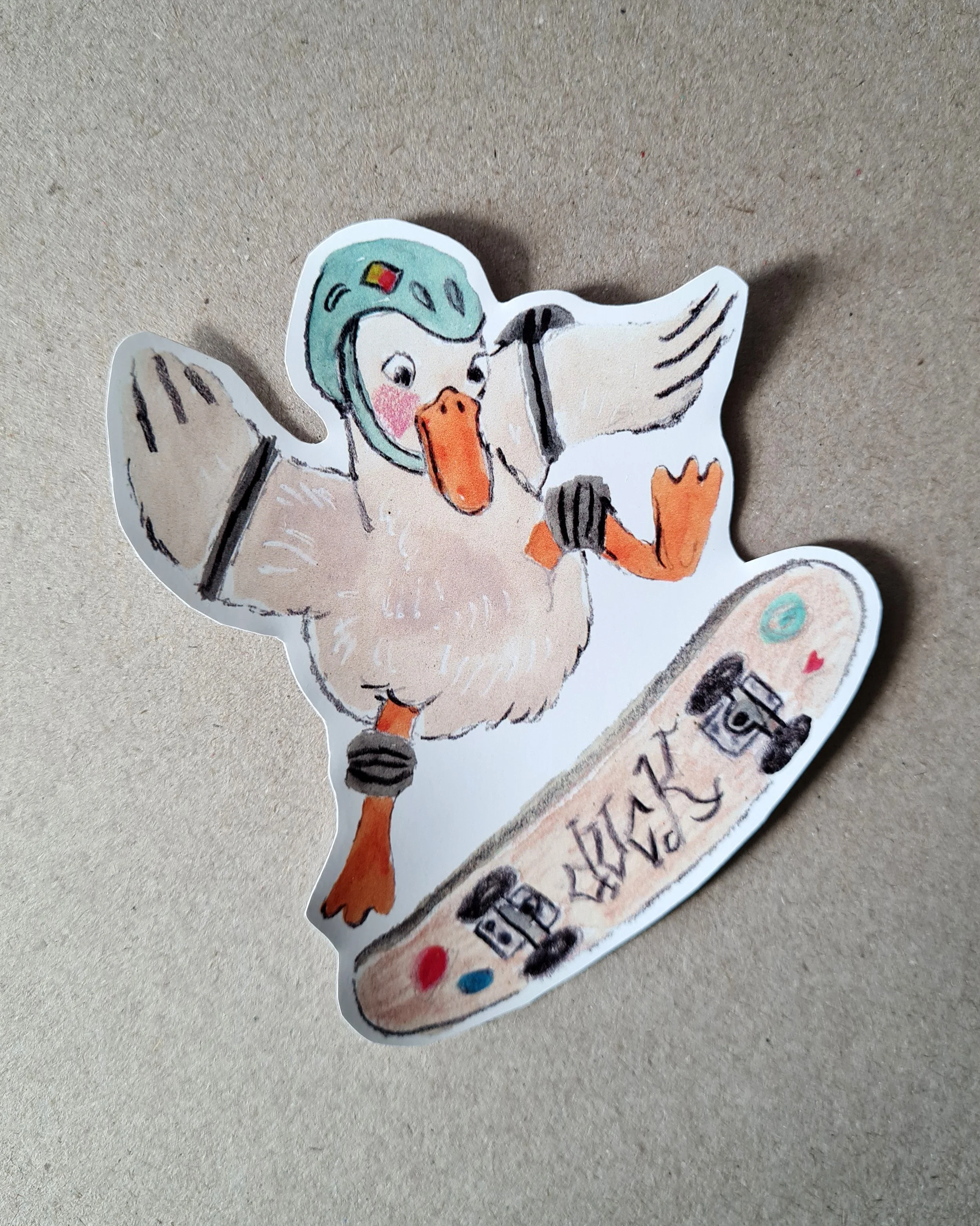 a duck doing a skate maneuver