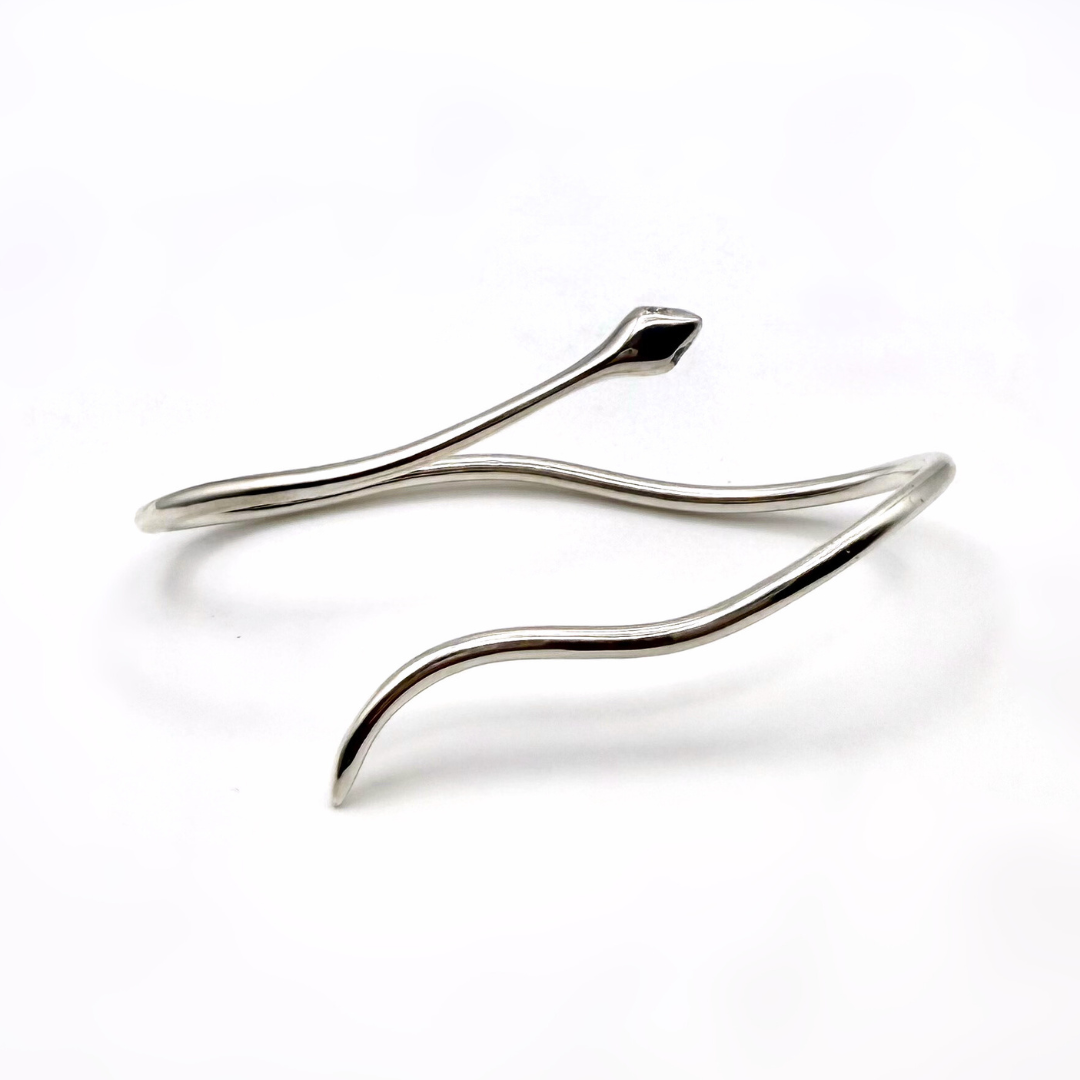 Silver Serpent Hand Cuff Bracelet | Sculptural Minimalist Jewelry by Lucinda Loya