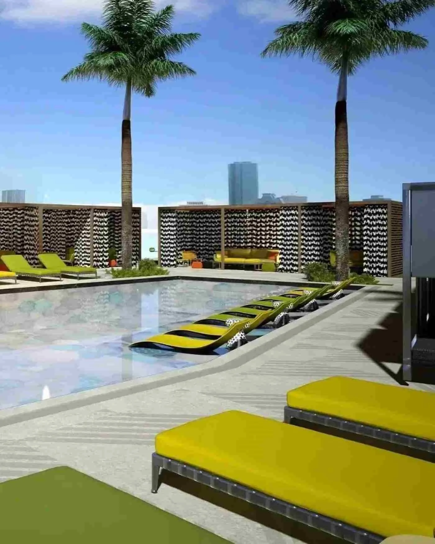Rooftop pool and hospitality space at Thompson Hotel Houston by Lucinda Loya Interiors.