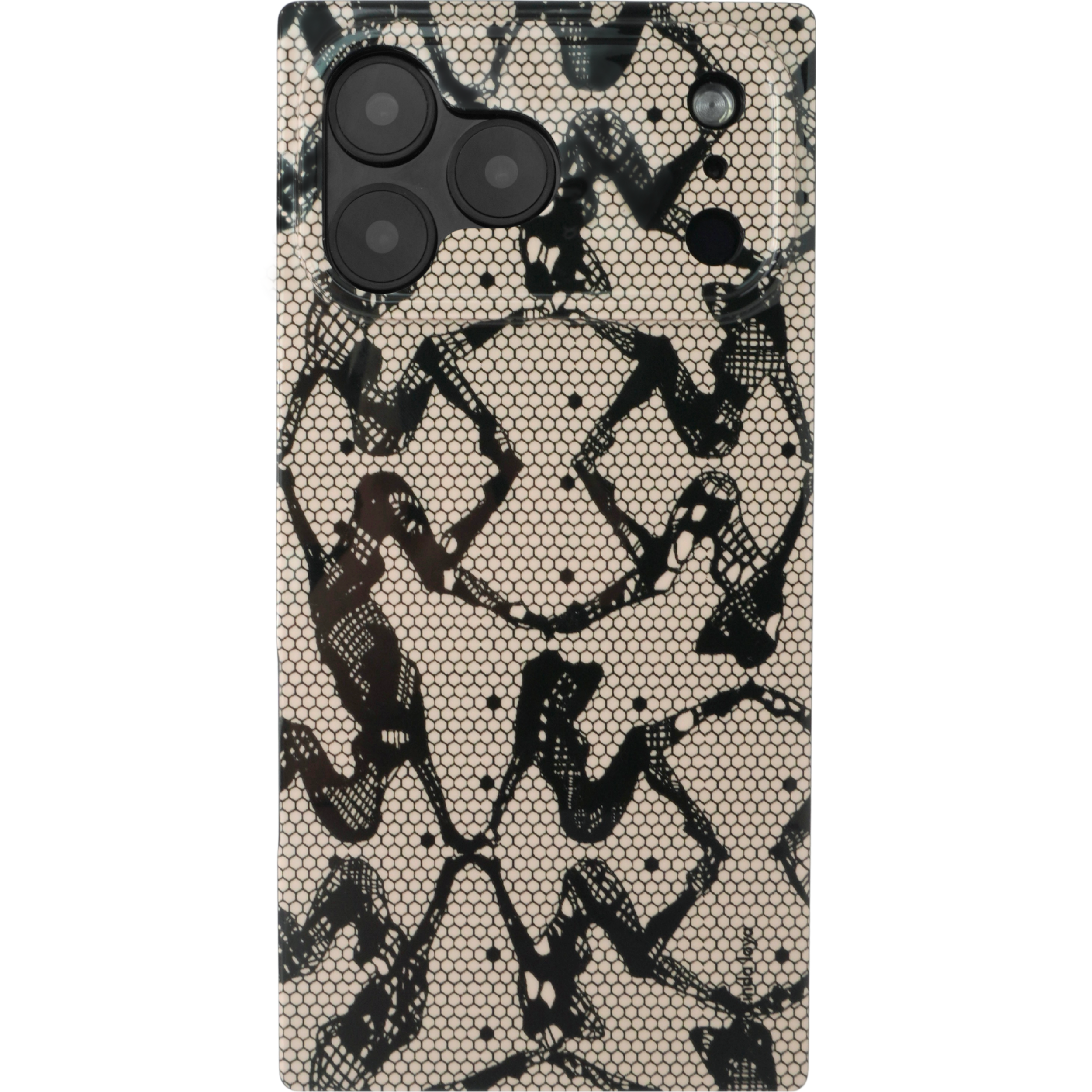 LLI Square Pinup Lace iPhone Case - Caviar