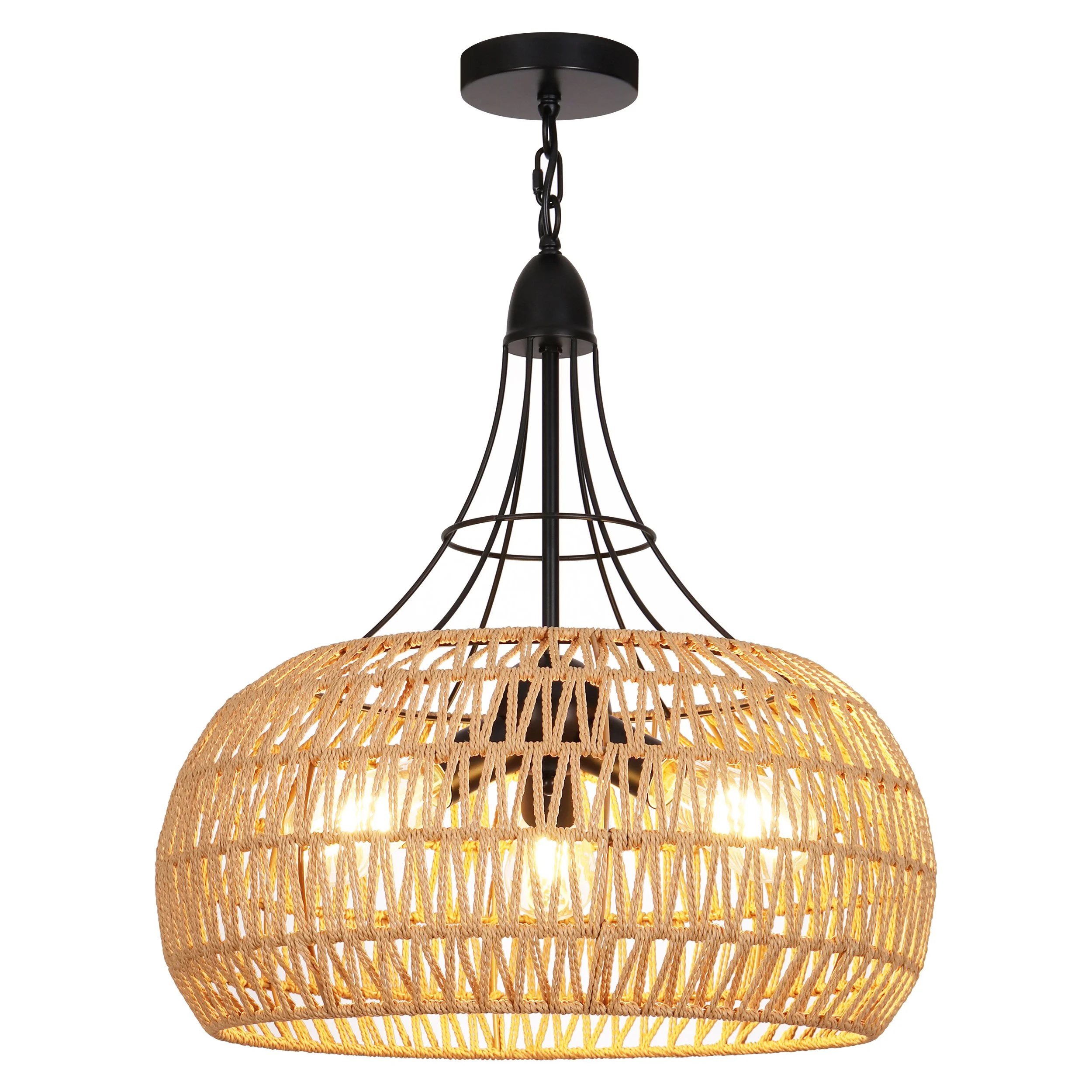 3 Heads Weave Hemp Rope Chandeliers