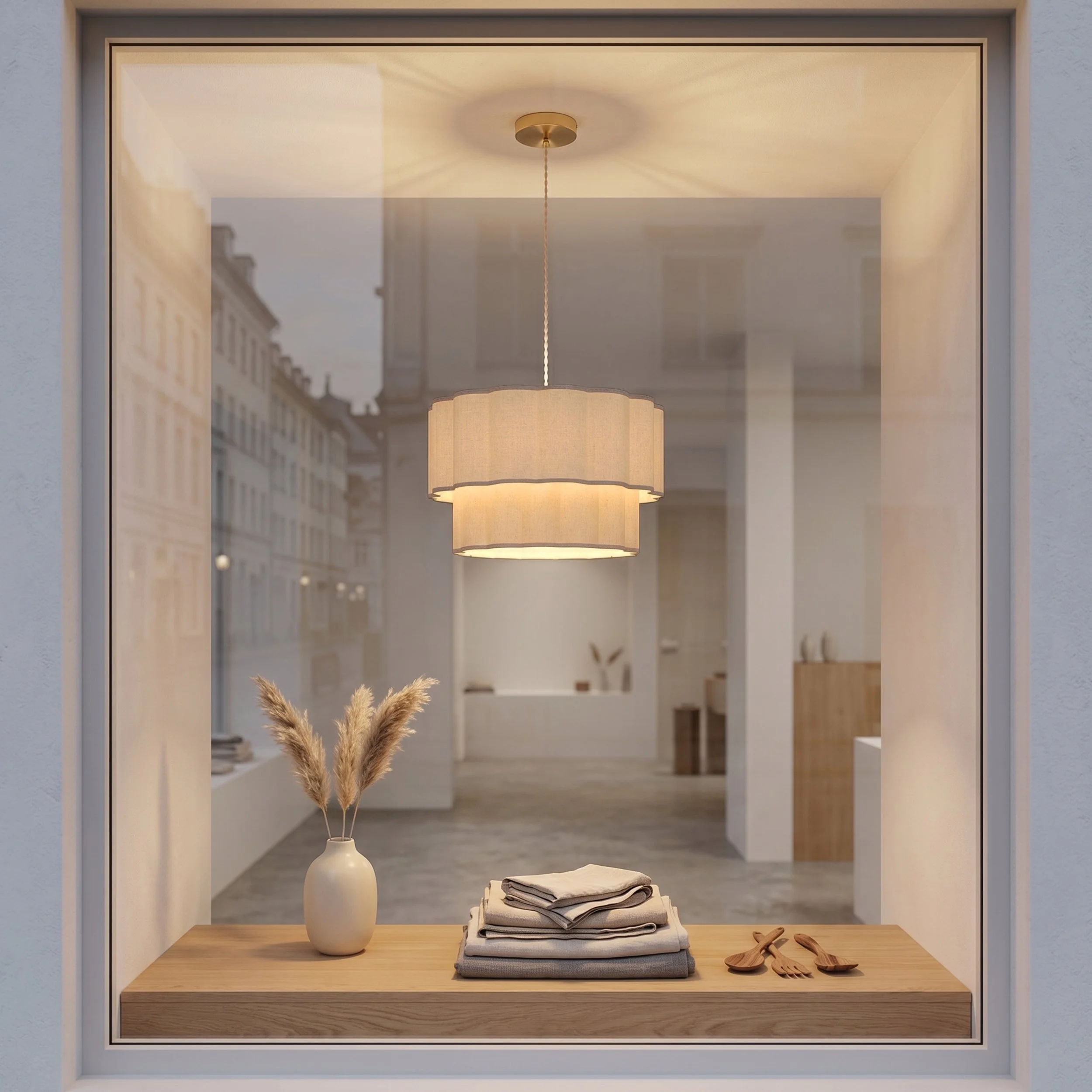 Linen Fabric Chandelier Pendant Light