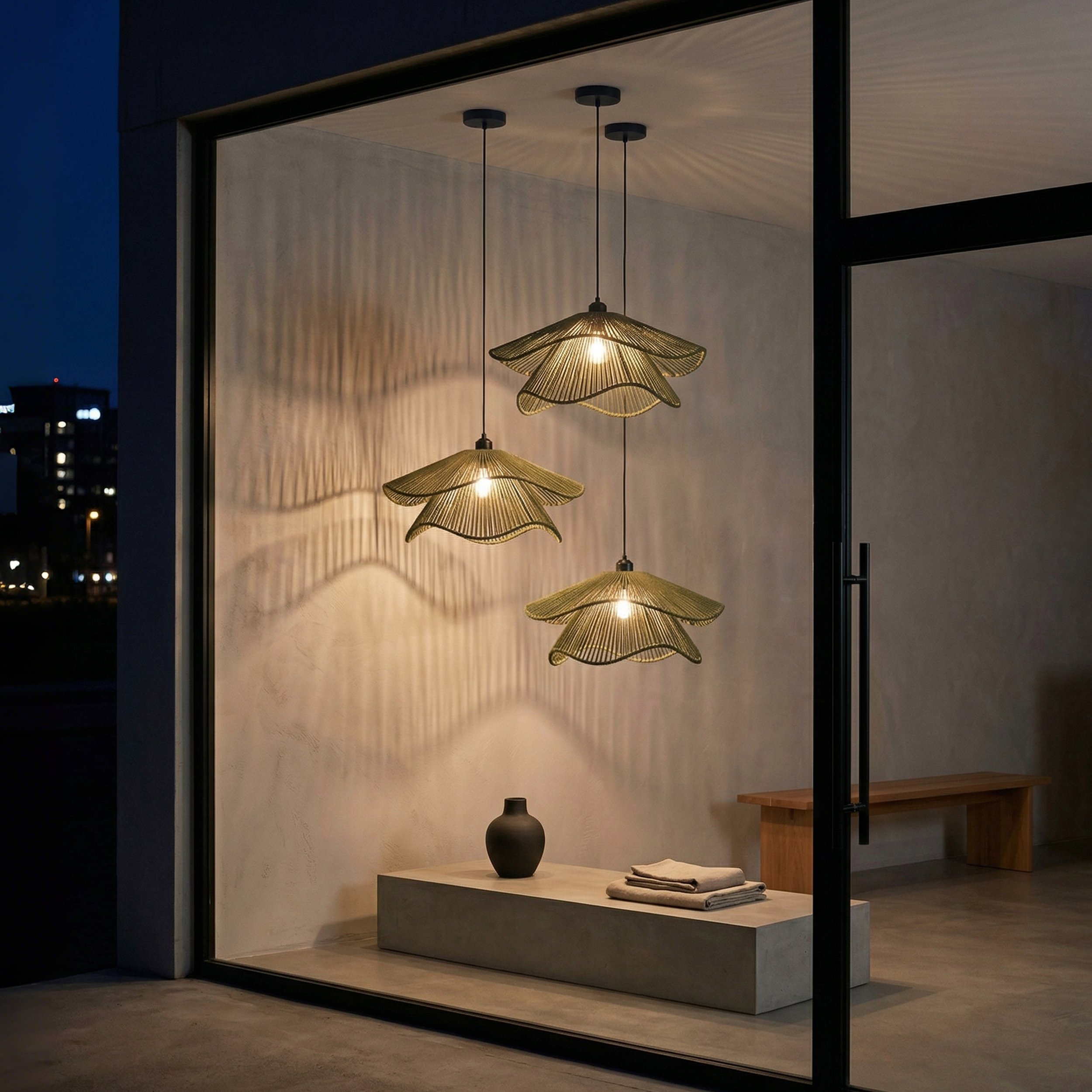 Handwoven Cotton Rope Wave Pendant Light