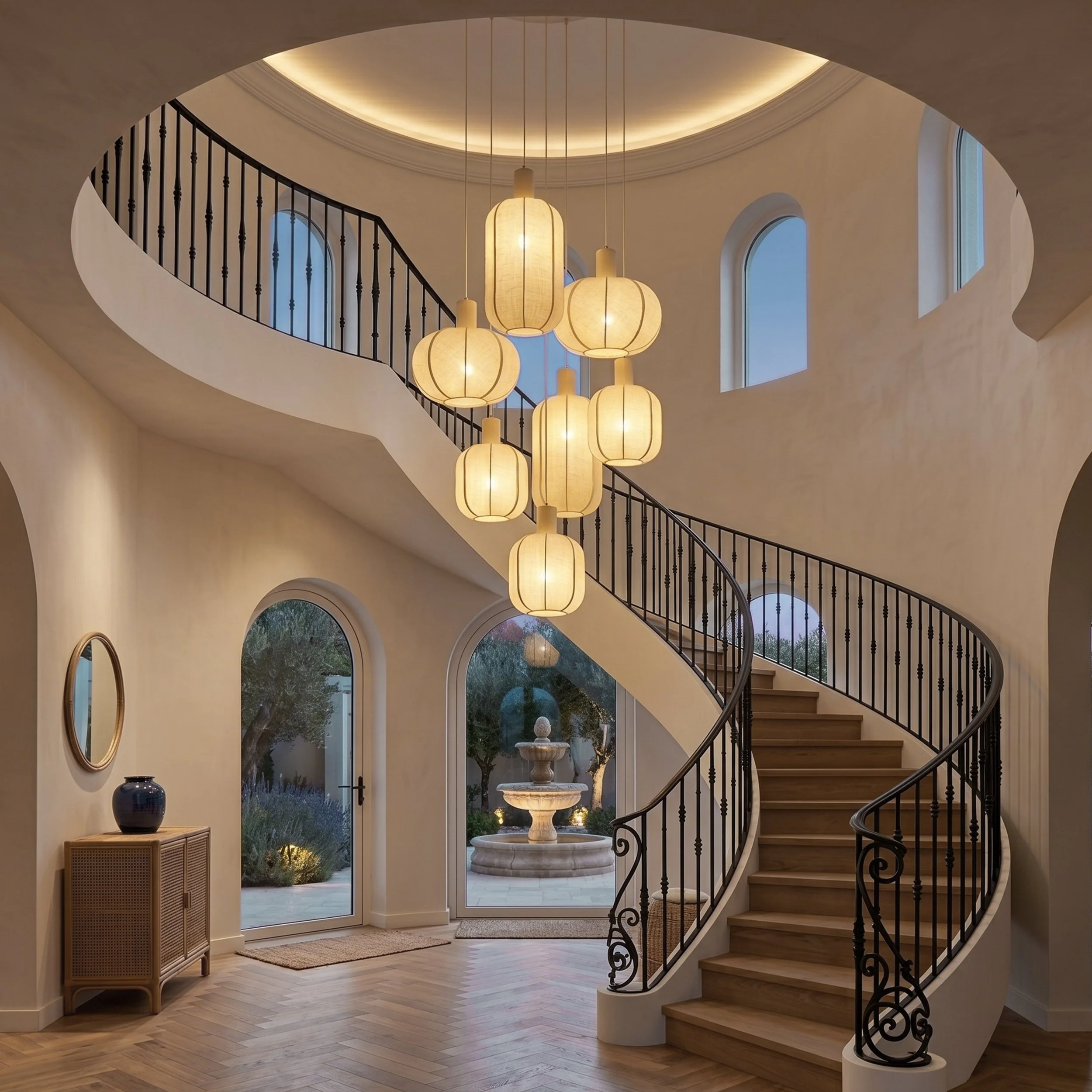 7-Light Wabi Sabi Linen Chandelier