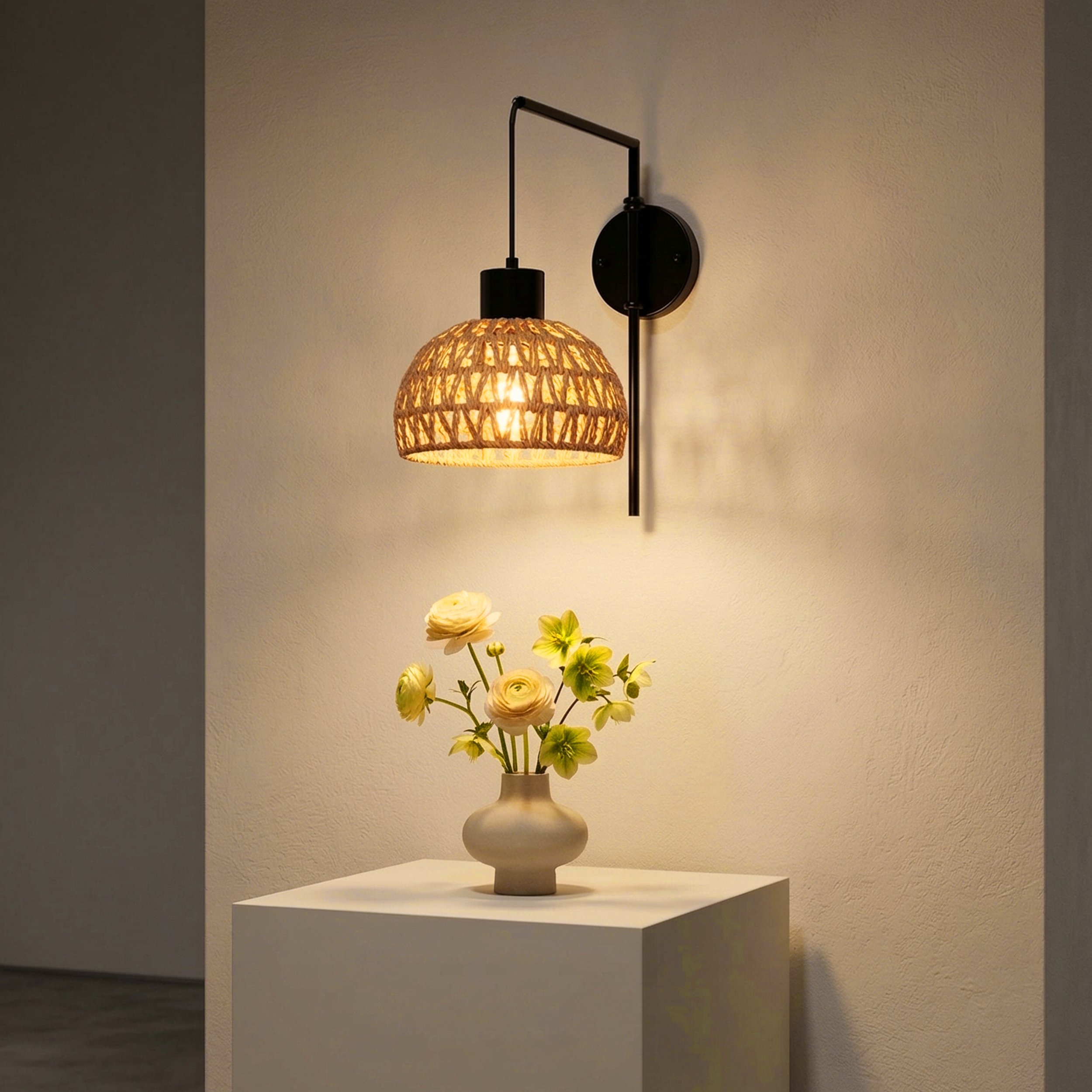 Bohemian Rattan Hemp Rope Wall Light