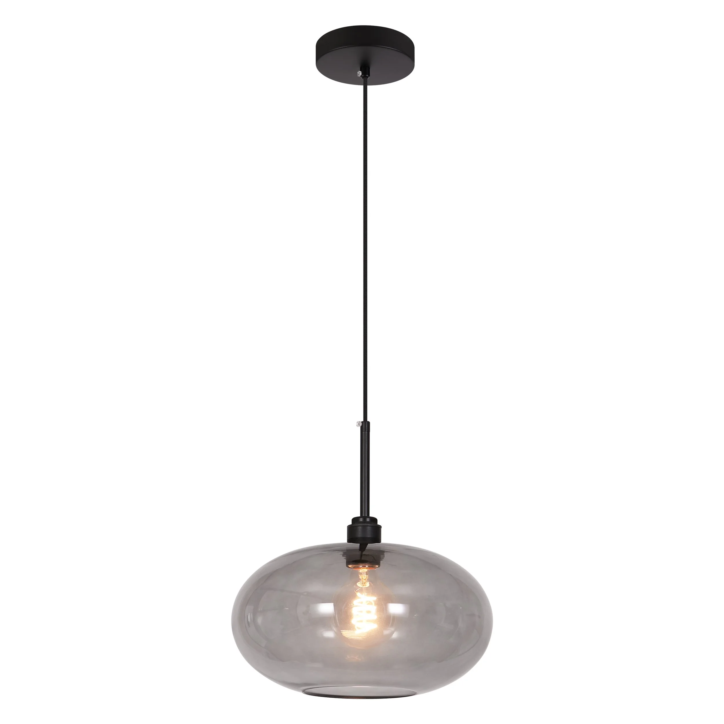 Smoke Gray Glass Restaurant Kitchen Island Hanging Lamp