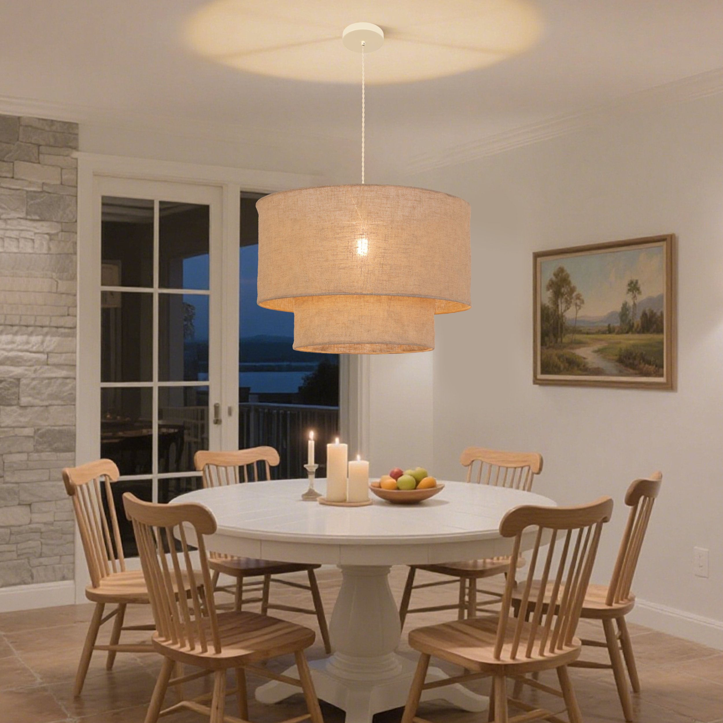 D60cm Round Size Weave Fabric Pendant Lamp