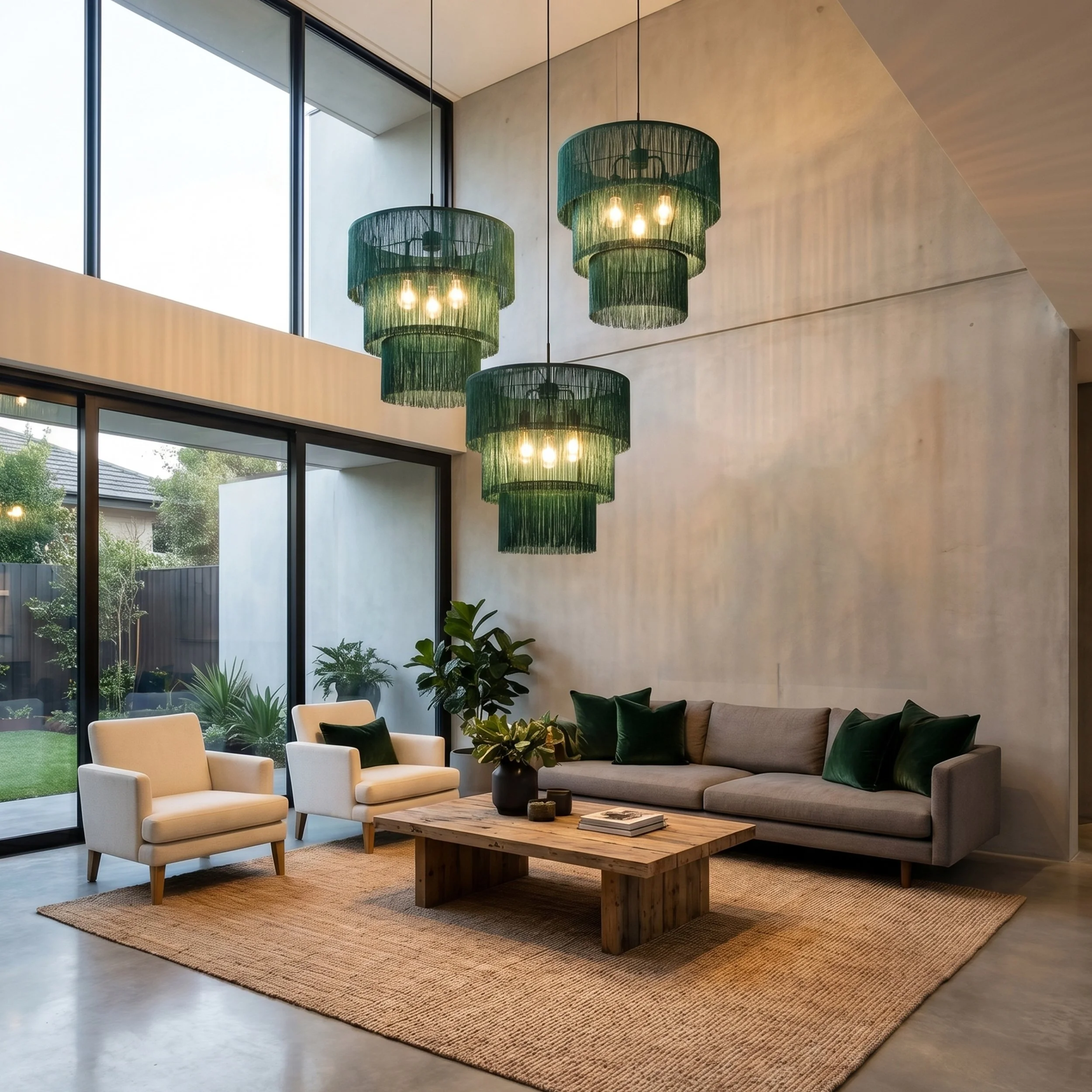 Hot Sale Weave Chandelier Green Tassel Lamp