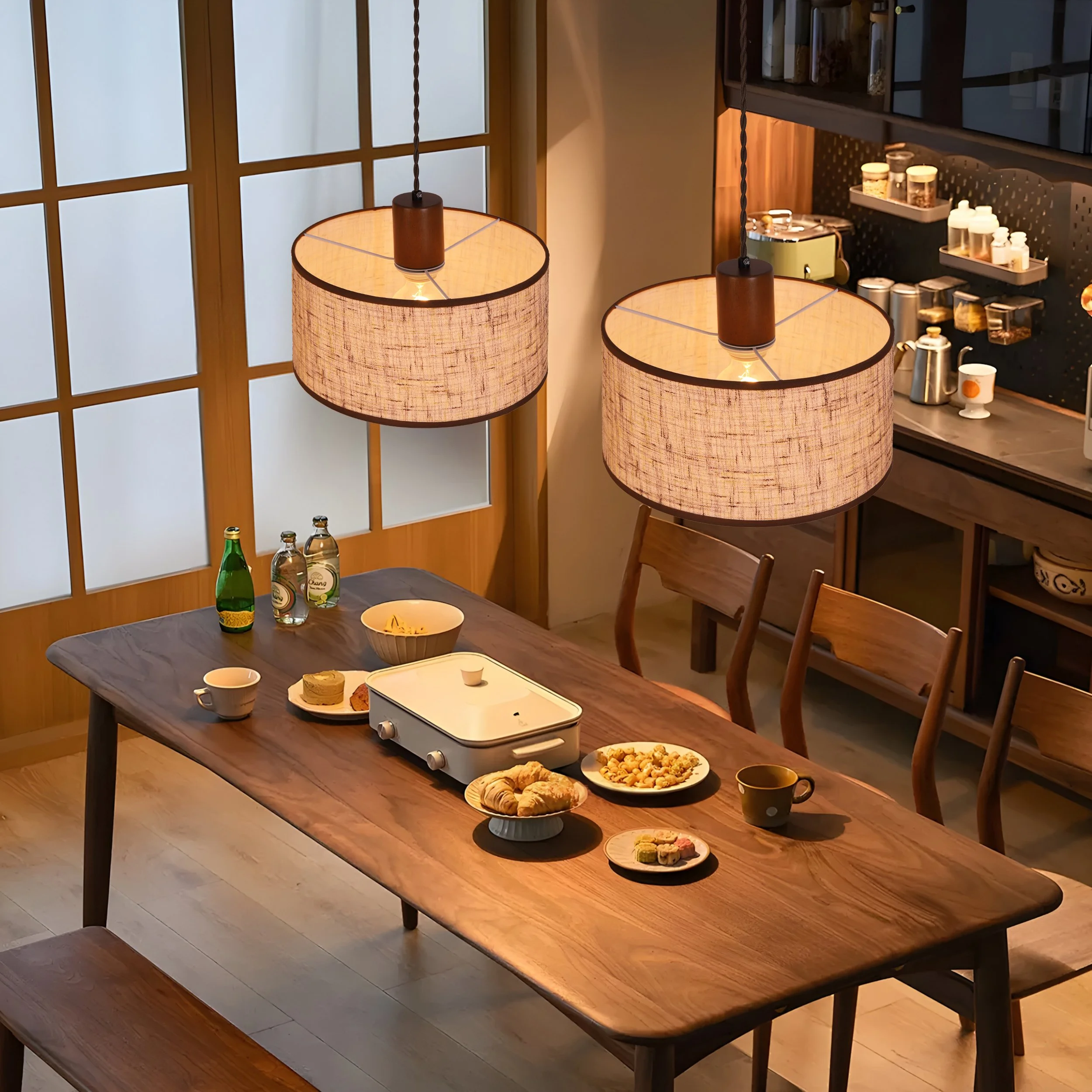 Cylindrical Fabric Pendant Light