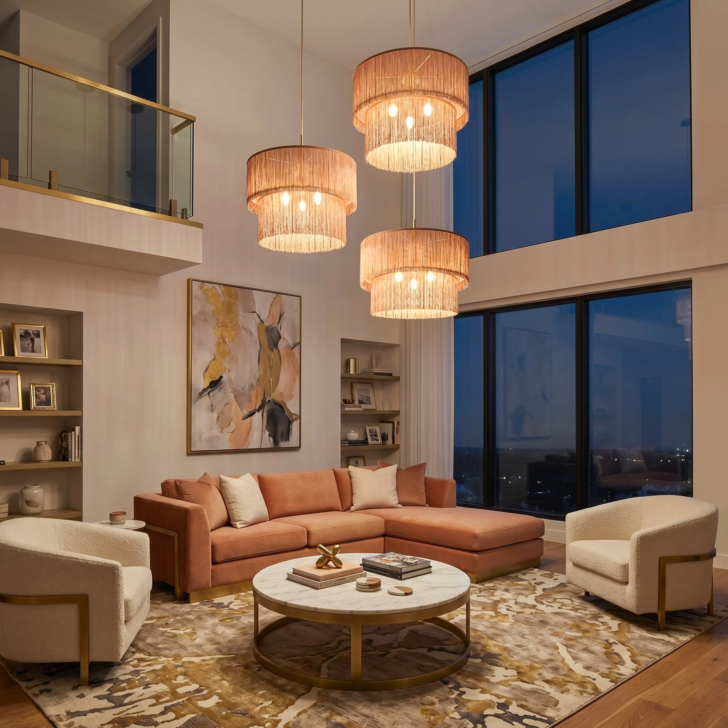 Elegant Fringe Shade Pendant Chandelier