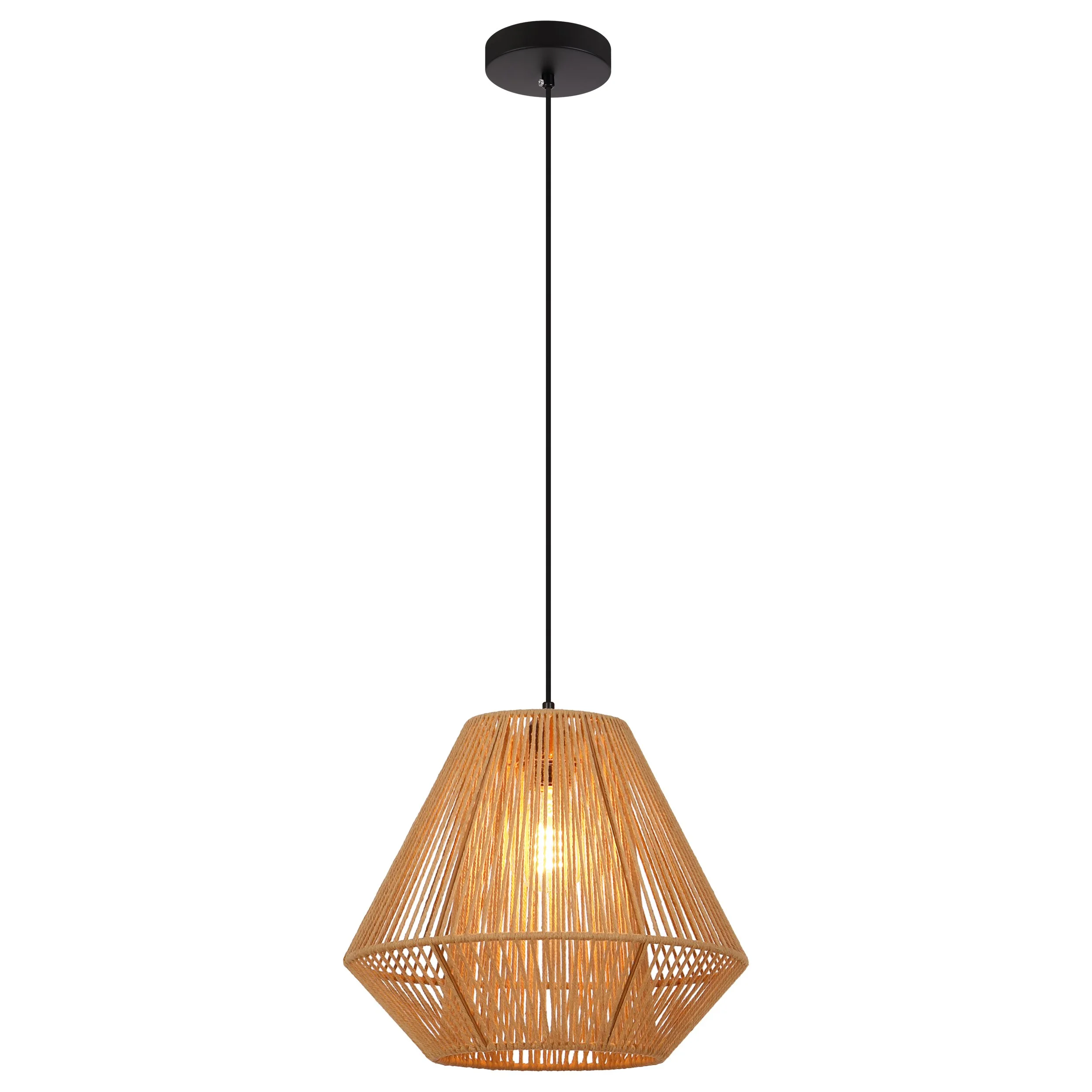 Wabi Sabi Style Restaurant Hanging Lamp E27 Dinning Room Pendant Light Natural Cotton Rope Pendant Light