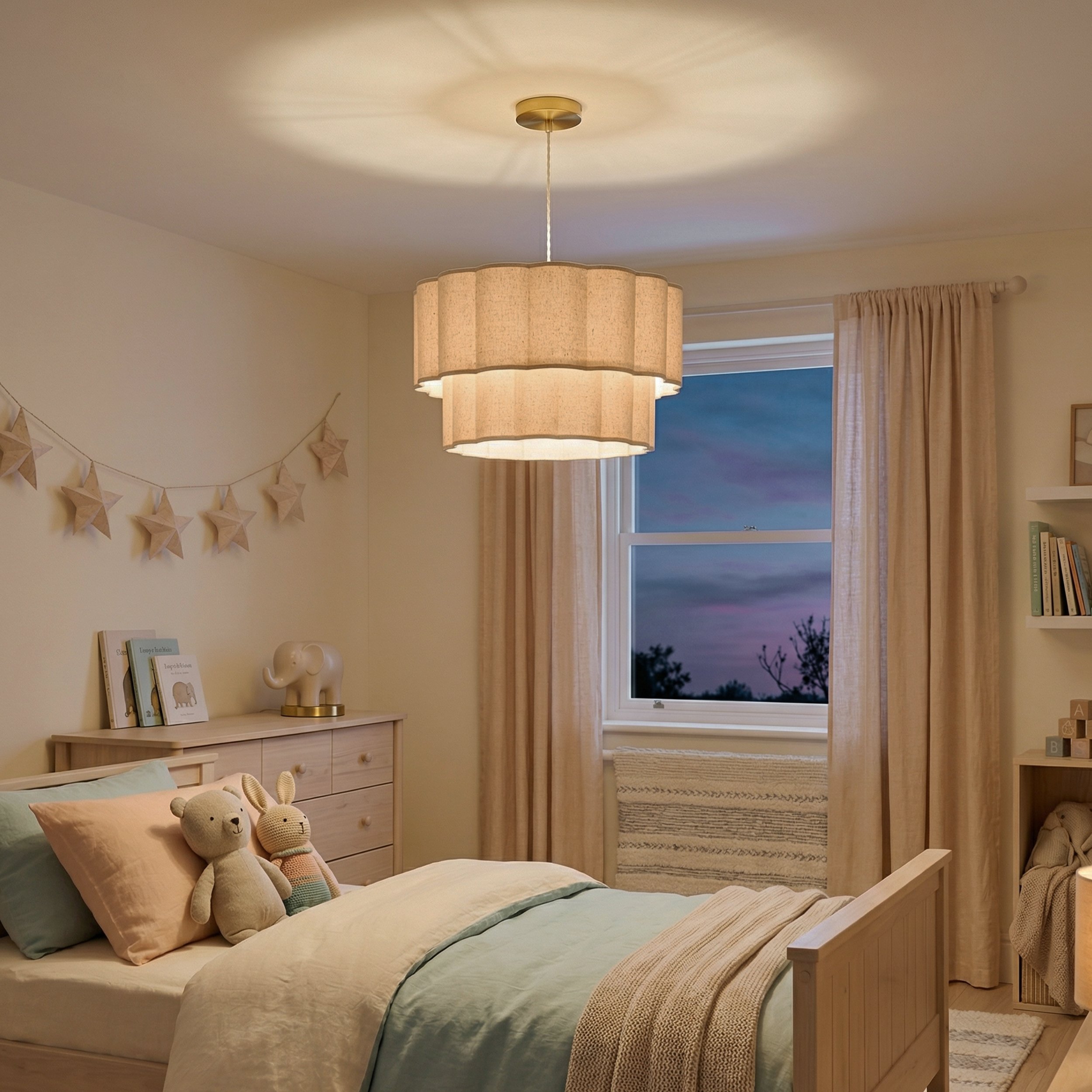 Linen Fabric Chandelier Pendant Light