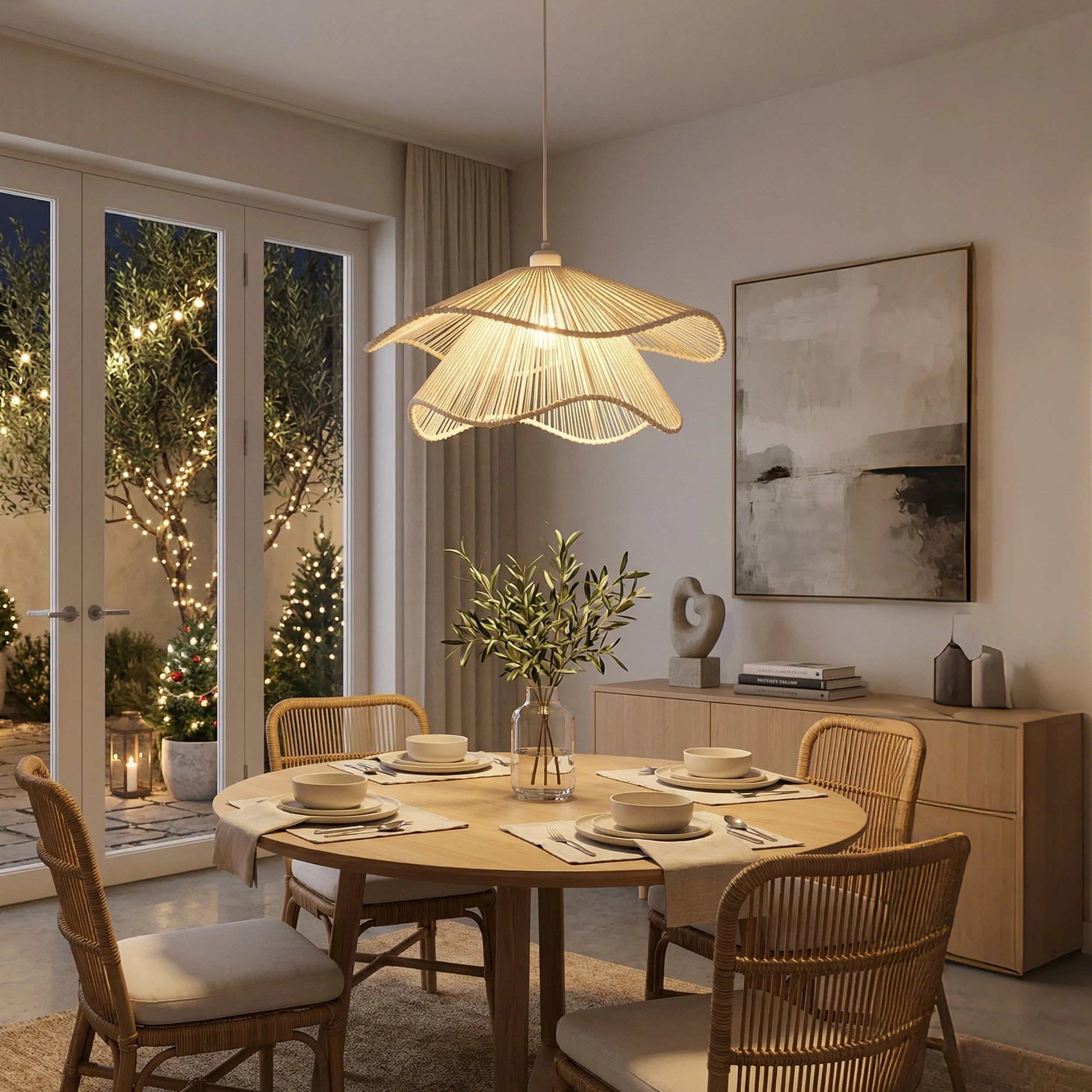 Dining Room Weave Rope Single Pendant Lamp