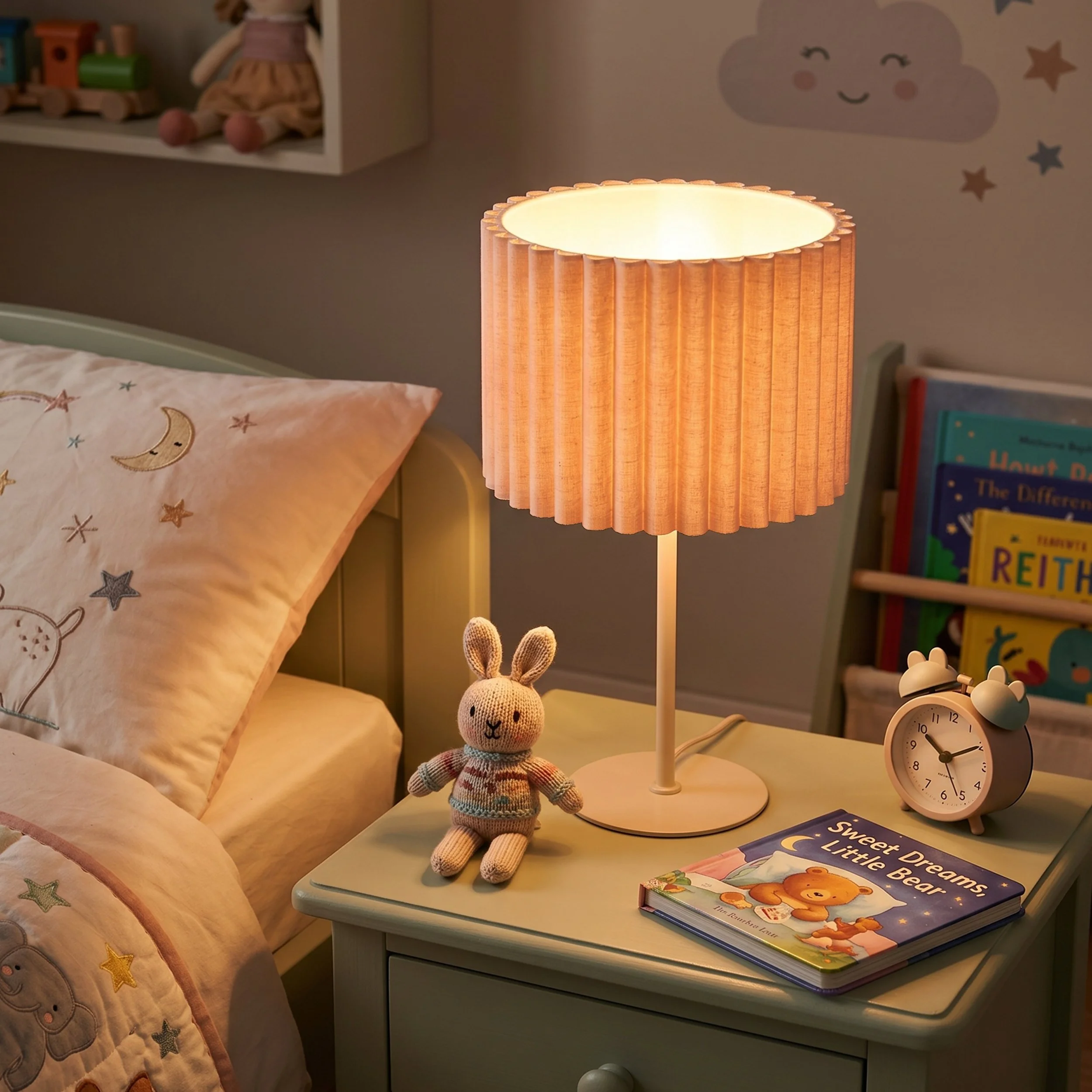 Cream Beige LED Bedside Desk Lamp