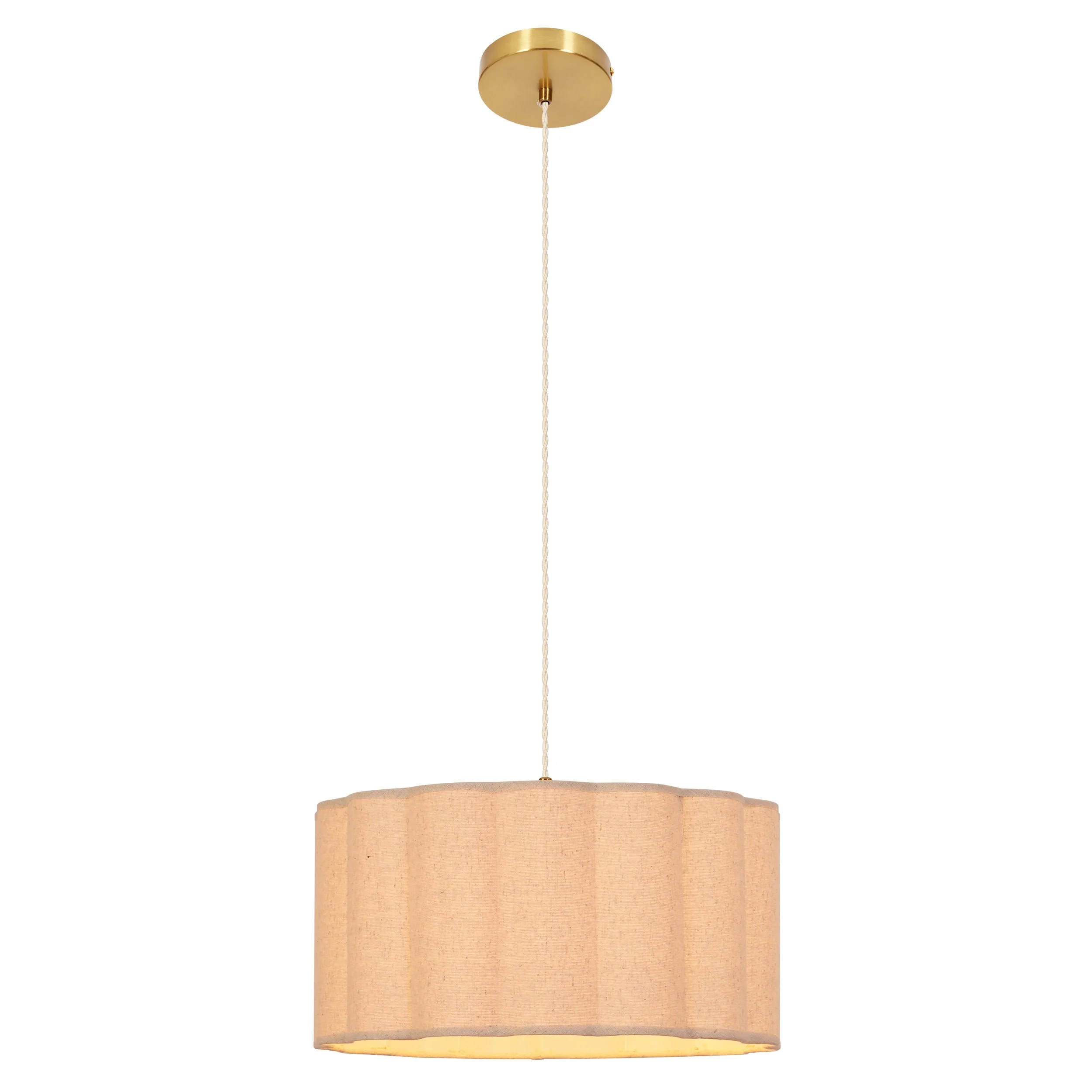 Modern Beige Color Linen Pendant Light Adjustable Height Ceiling Hanging Lamp for Dining Room Bedroom Store Decoration Lights
