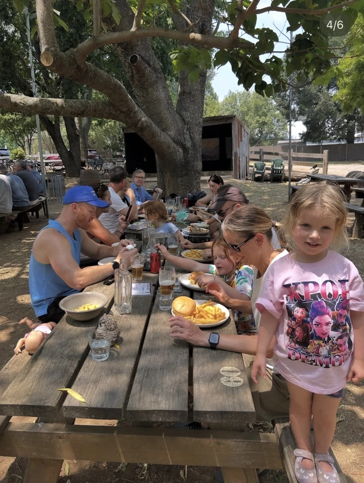 Long table lunch at the Wandi Pub - well earned after a ride on a hot day