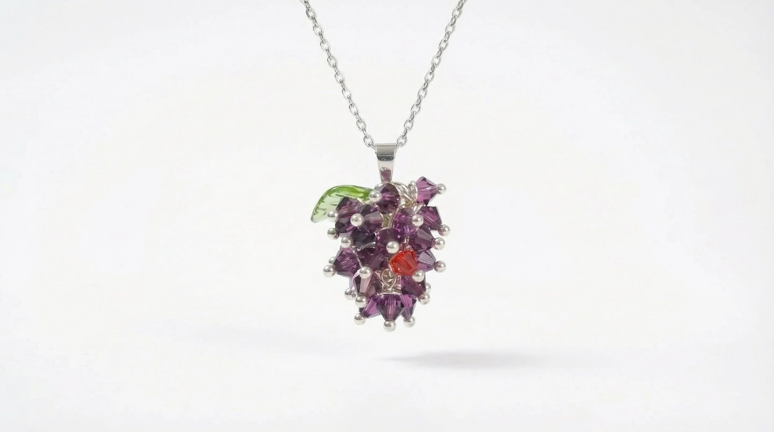 Midnight Berry in Silver Necklace