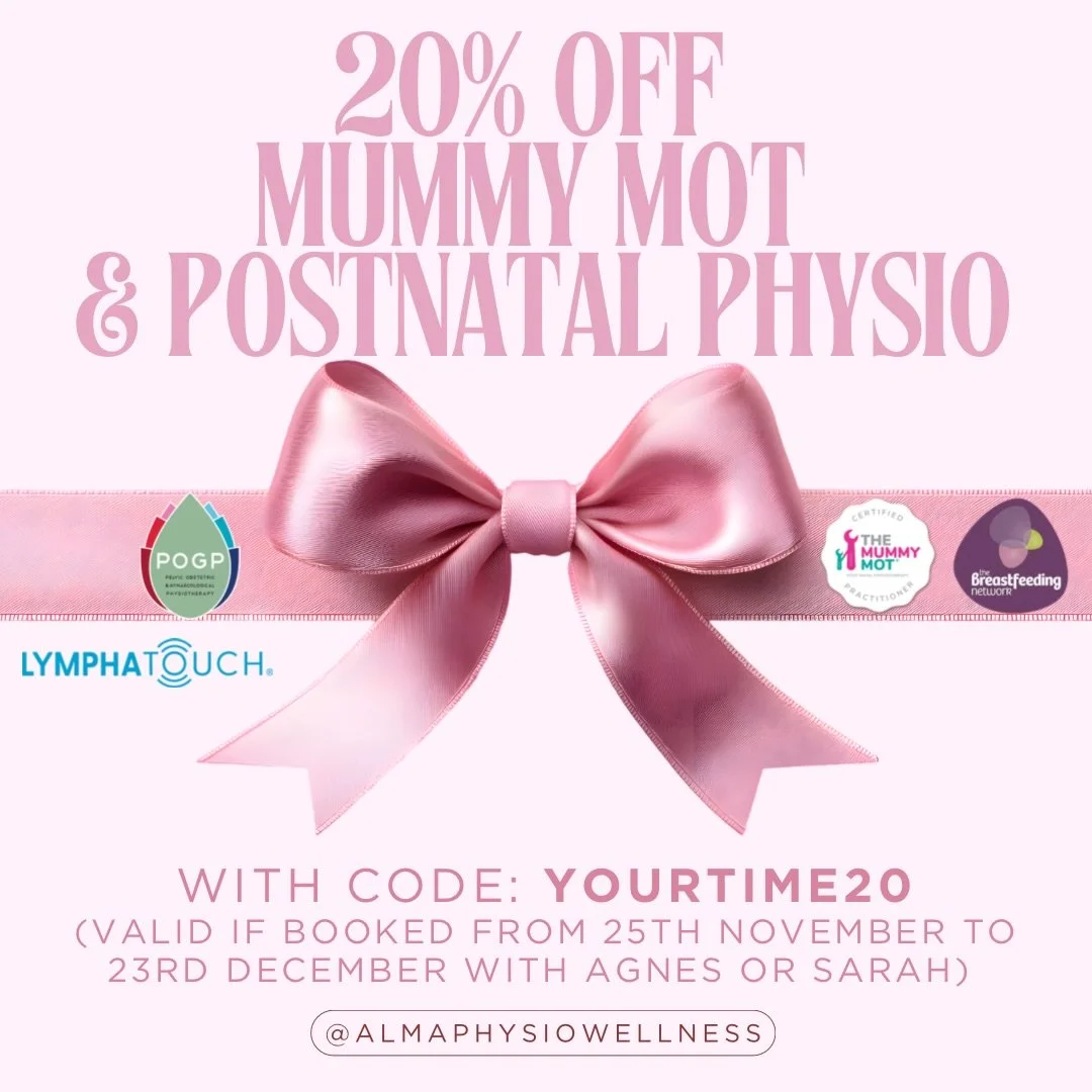 JUST LEAVING THIS HERE 💞
.
We did a BIG discount for you around Christmas last time, so here you are, a WHOPPING 20% off Mummy MOT &amp; Postnatal physio (including breast health physio for mastitis)!*
.
*This discount is not applicable to follow-up