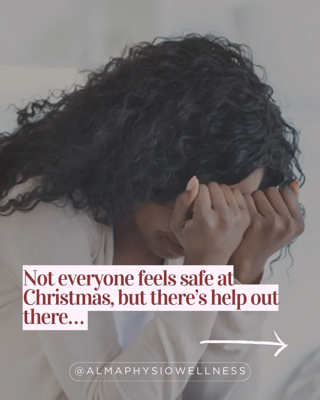 YOU&rsquo;RE NOT ALONE 🤝

Christmas can amplify connection but it can also amplify harm.

We were astounded to find that DV cases increase by 20% or more over Christmas and New Year.

At Alma, we believe healing begins with being seen and supported.