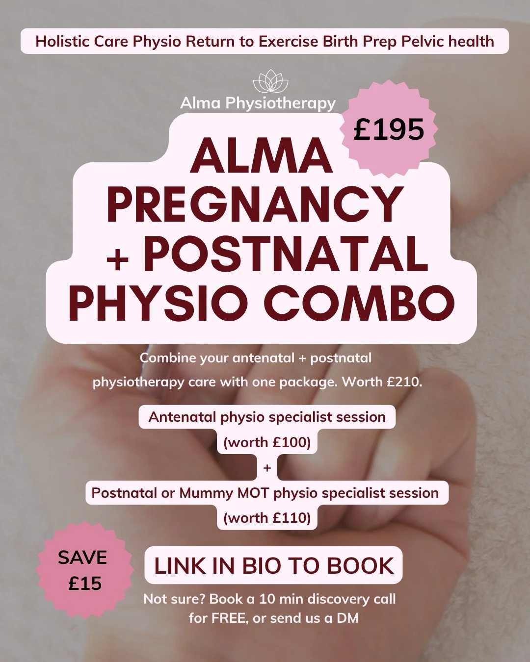 HEY BRISTOL MAMAS-TO- BE 🌸

What does pregnancy support look like at Alma? We think that it's SO important to have the right support before birth, so that you can prepare and connect with your body in the way that helps you best.

We have our Pregna
