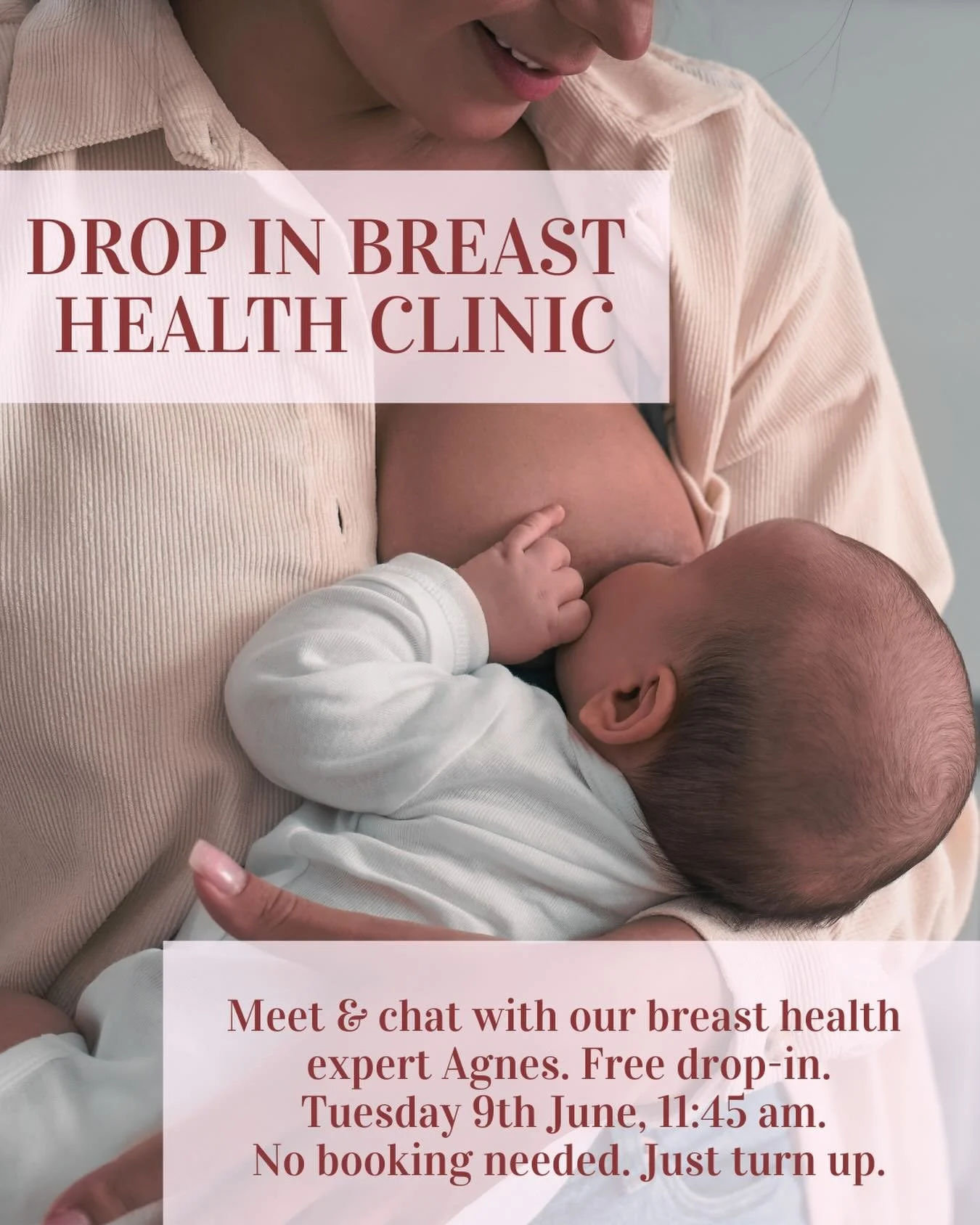 If you&rsquo;ve been struggling with mastitis, blocked ducts, engorgement, or anything breast health-related, this one&rsquo;s for you 🩷

Whether you&rsquo;re breastfeeding or pumping, Agnes is hosting a free drop-in clinic next Tuesday, and you&rsq