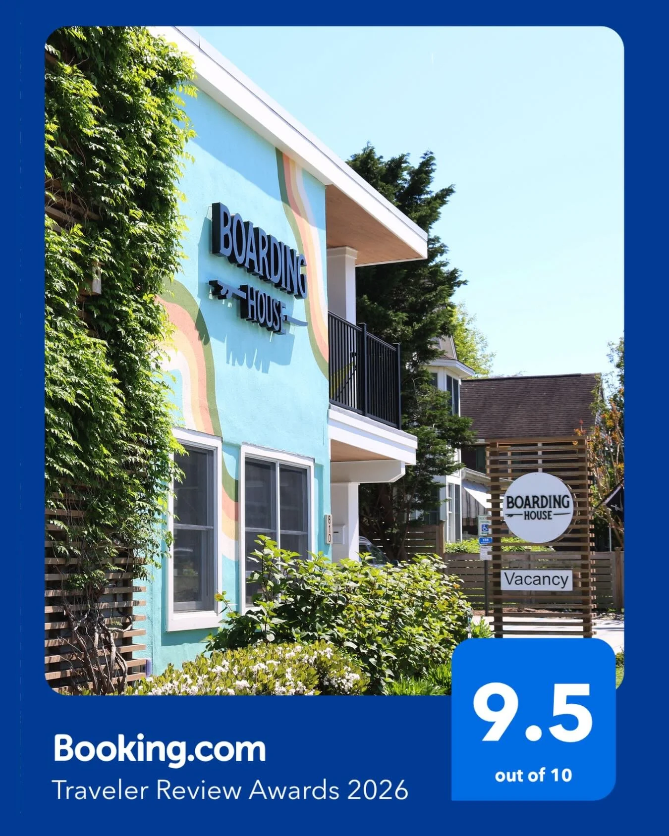 We&rsquo;re pumped that the Boarding House scored a 2026 Traveller Review Award from @bookingcom with a 9.5/10 rating 🙌 Shout out to our guests for making it happen🌊

#TravellerReviewAwards2026
