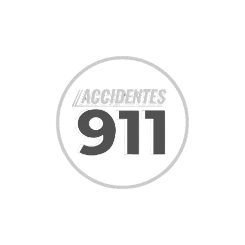 Text reading "ACCIDENTES 911" inside a circle on a black background.